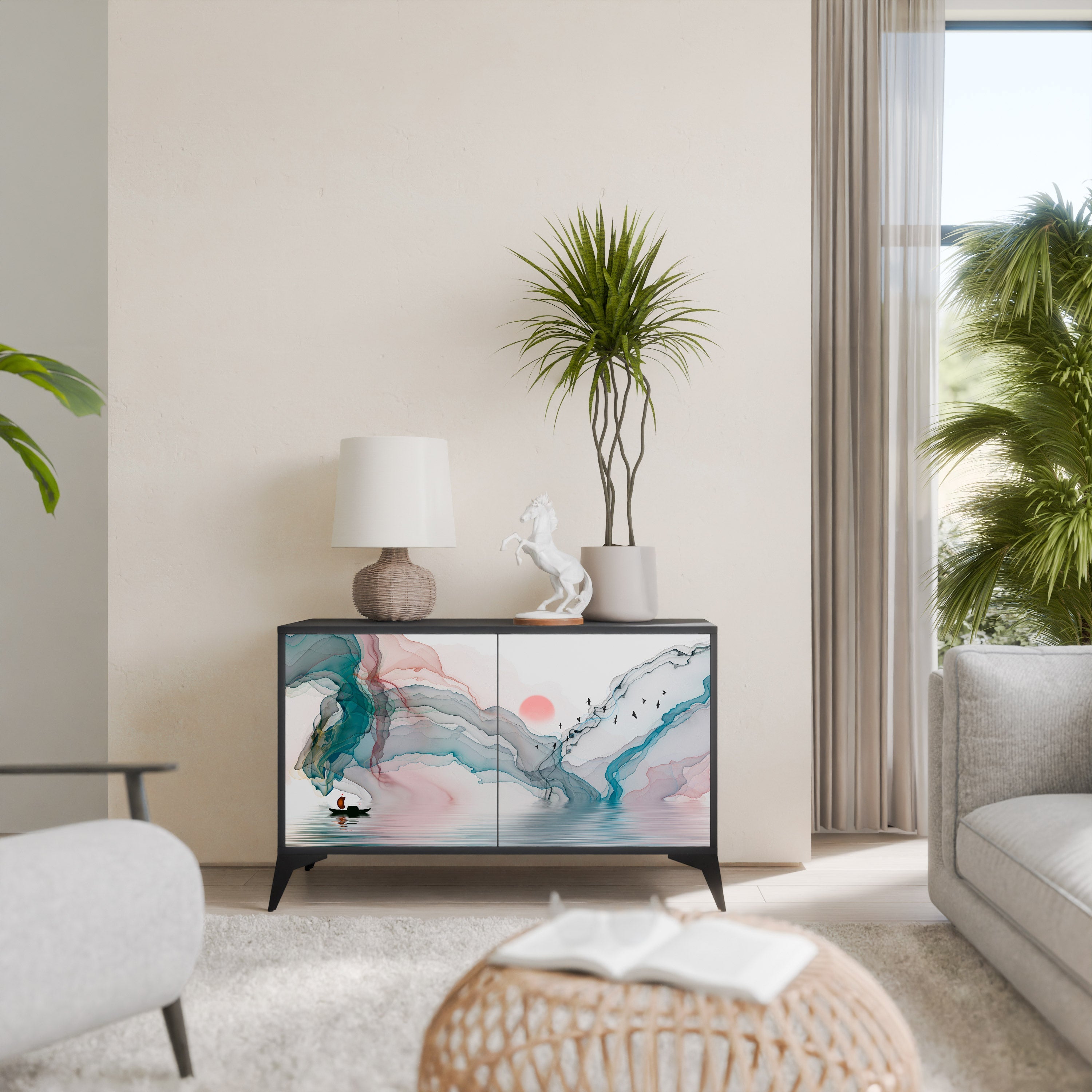 VELVET CROSSING Sideboard mit 2 Türen in Schwarz