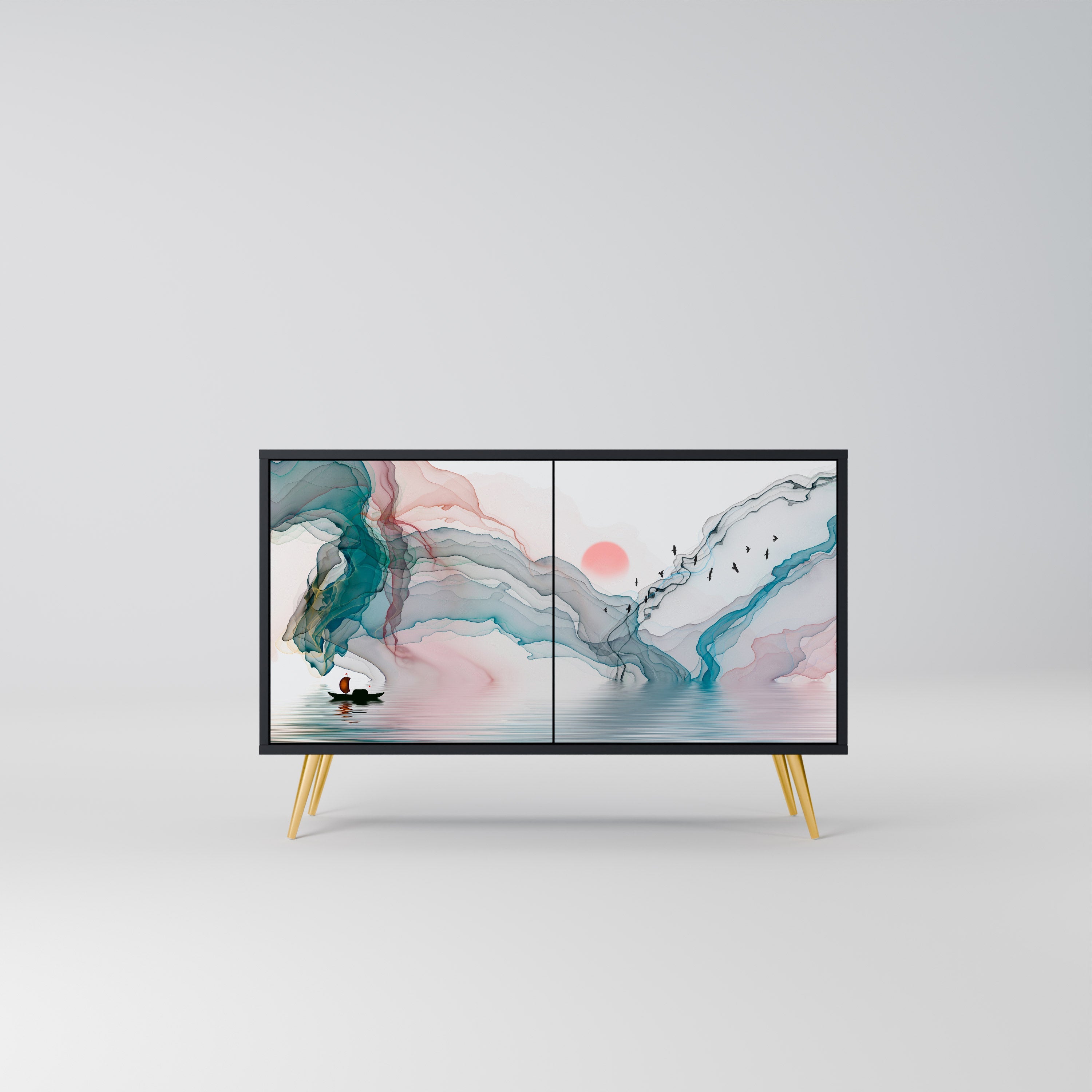 VELVET CROSSING Sideboard mit 2 Türen in Schwarz