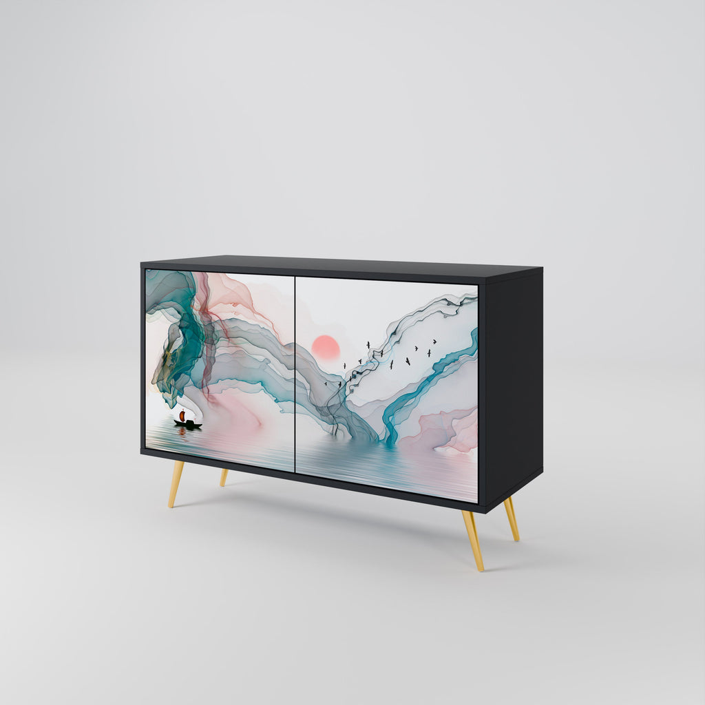 VELVET CROSSING Sideboard mit 2 Türen in Schwarz