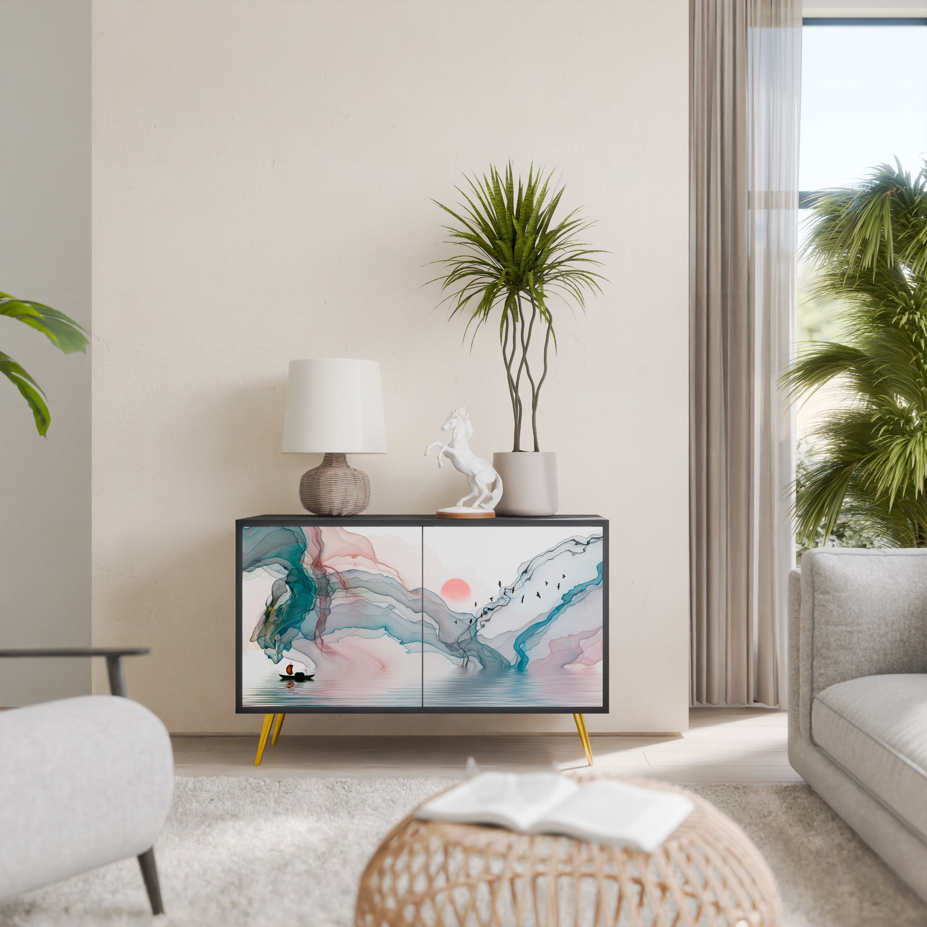 VELVET CROSSING Sideboard mit 2 Türen in Schwarz