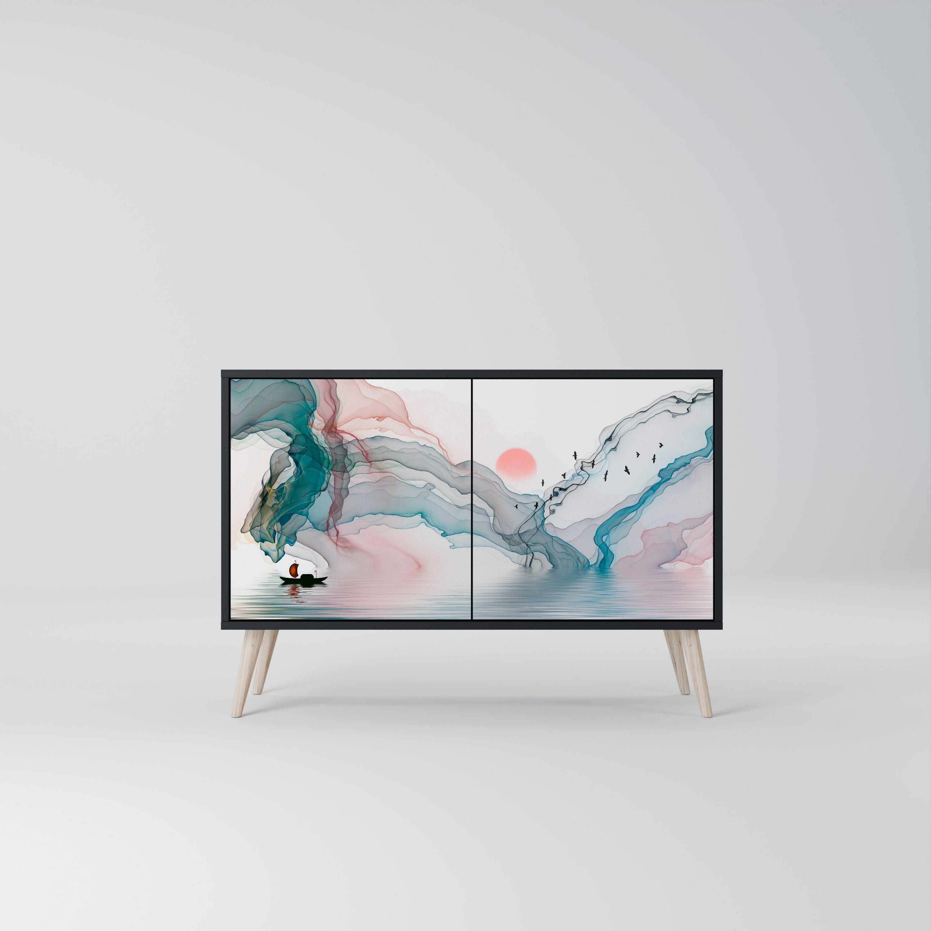 VELVET CROSSING Sideboard mit 2 Türen in Schwarz