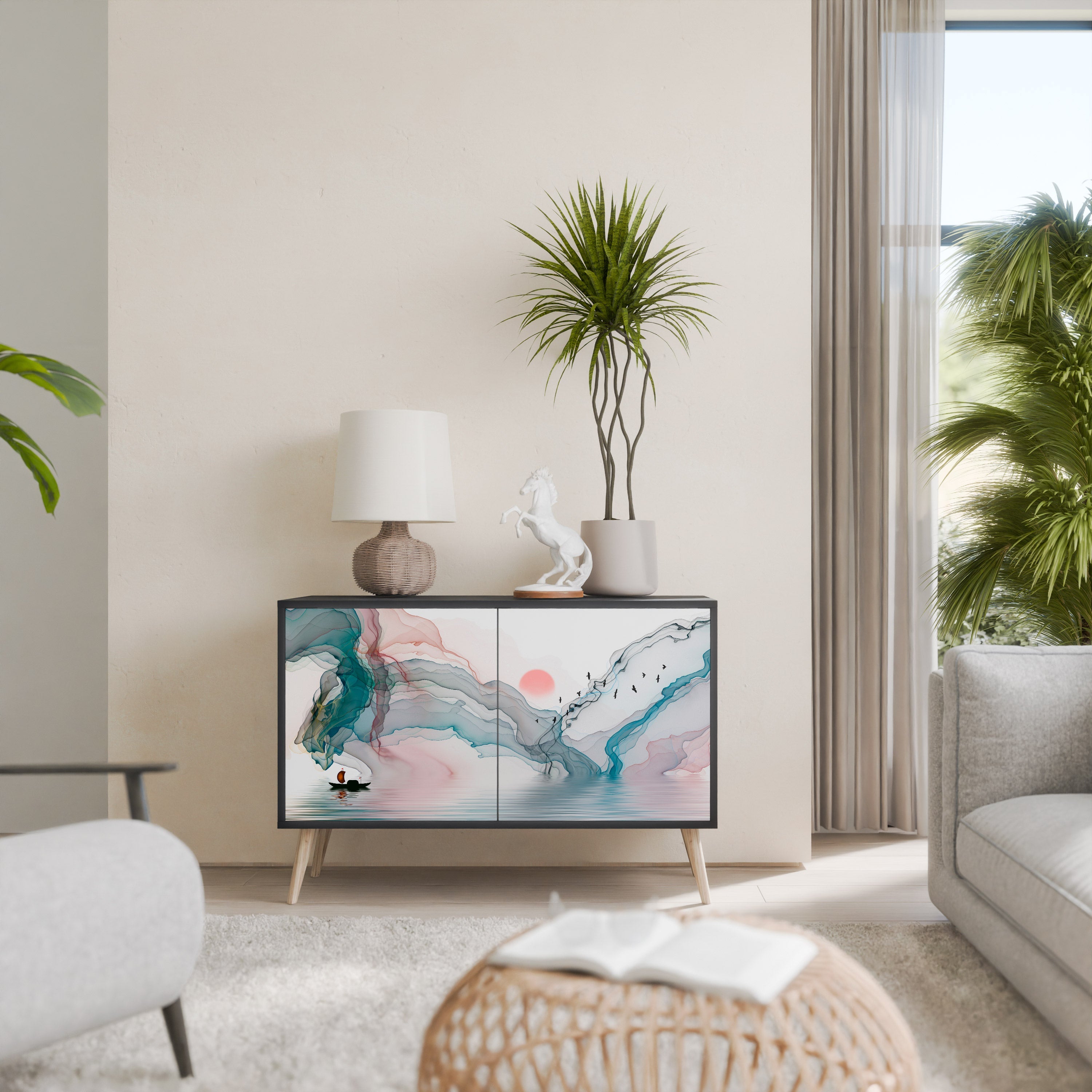 VELVET CROSSING Sideboard mit 2 Türen in Schwarz