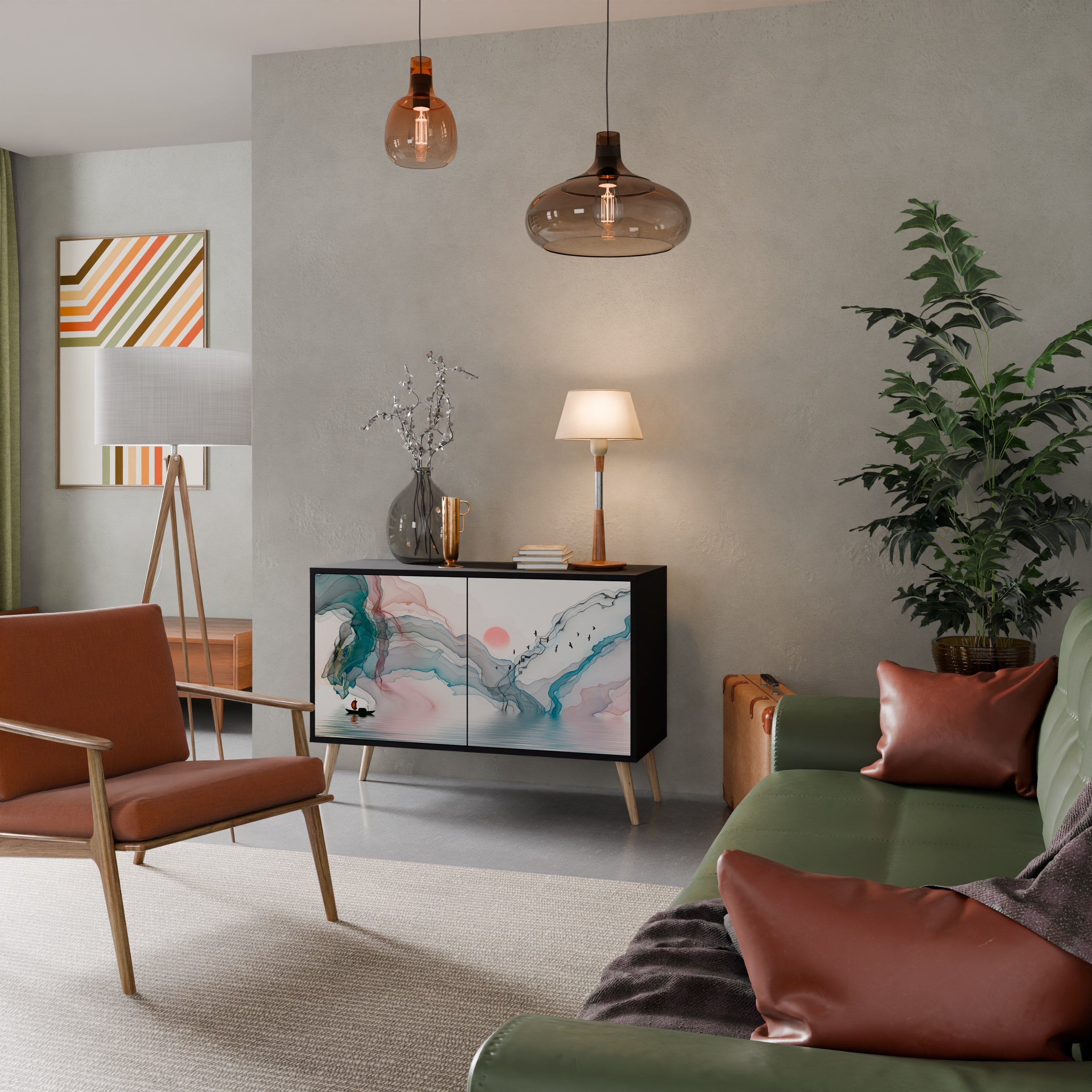 VELVET CROSSING Sideboard mit 2 Türen in Schwarz