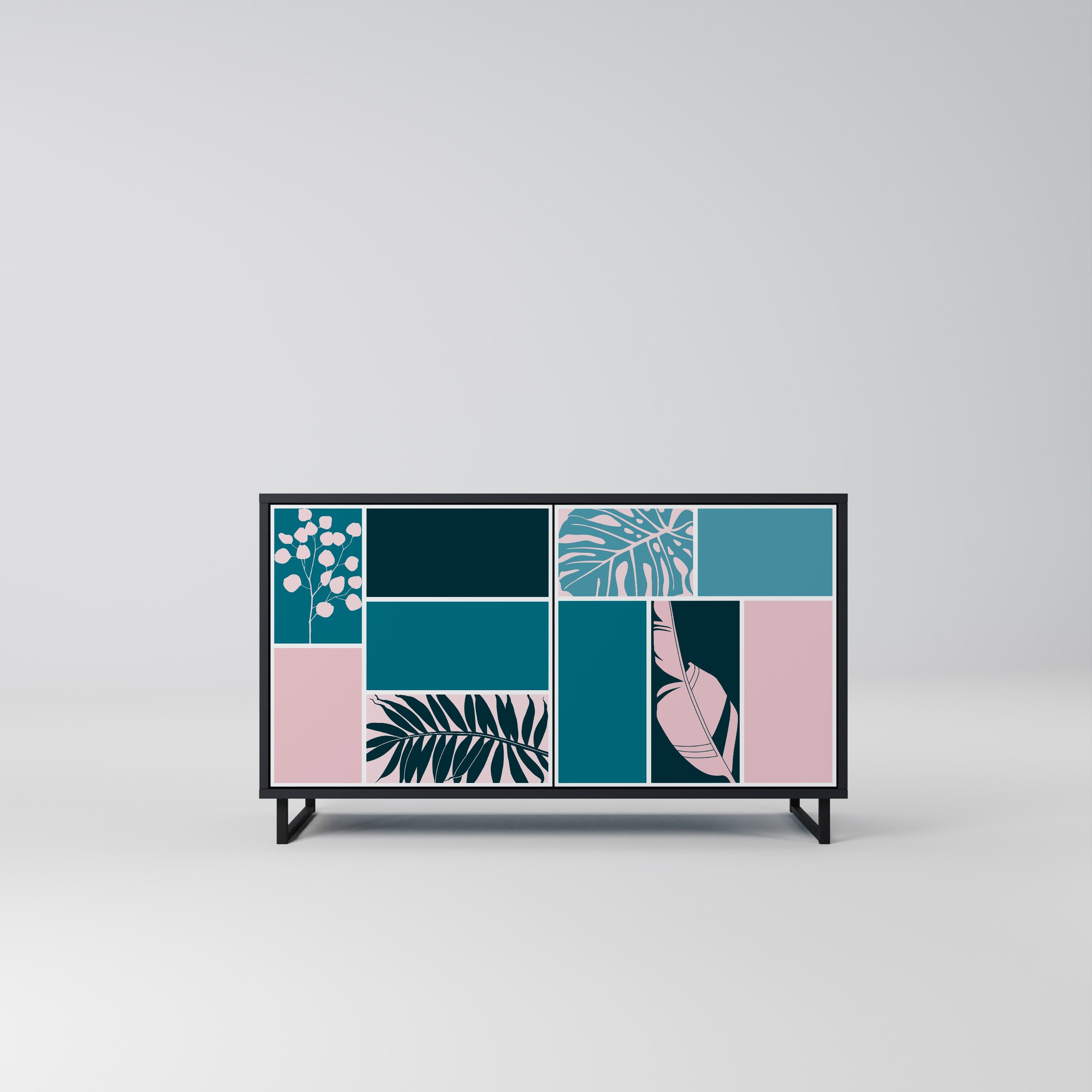 COMBINATION OF SHAPES Sideboard mit 2 Türen in Schwarz