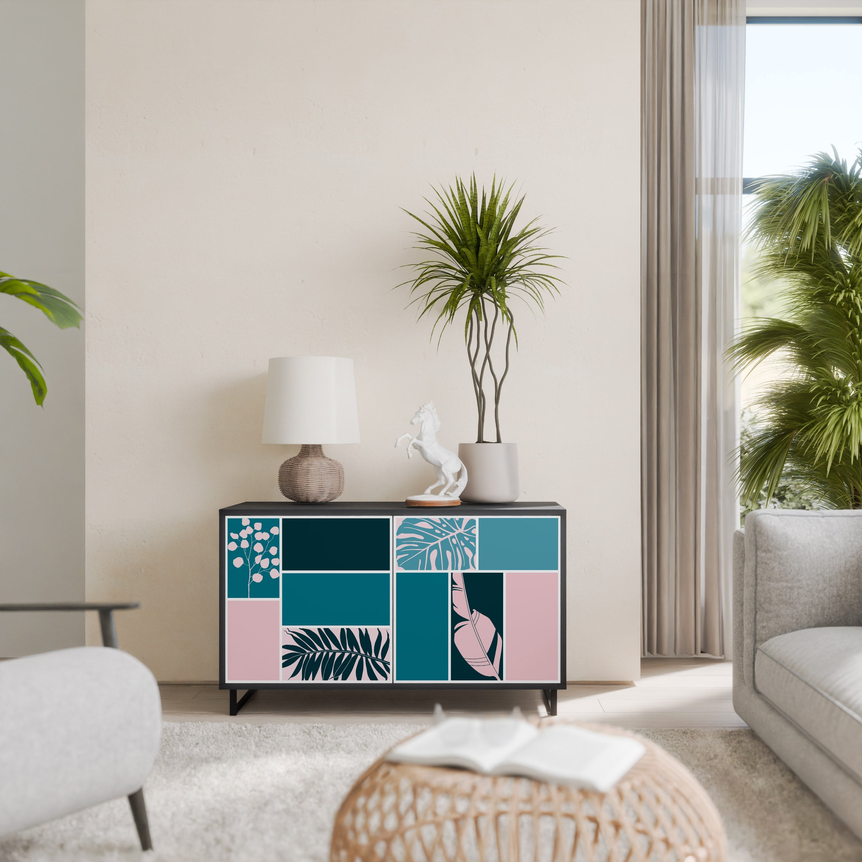 COMBINATION OF SHAPES Sideboard mit 2 Türen in Schwarz