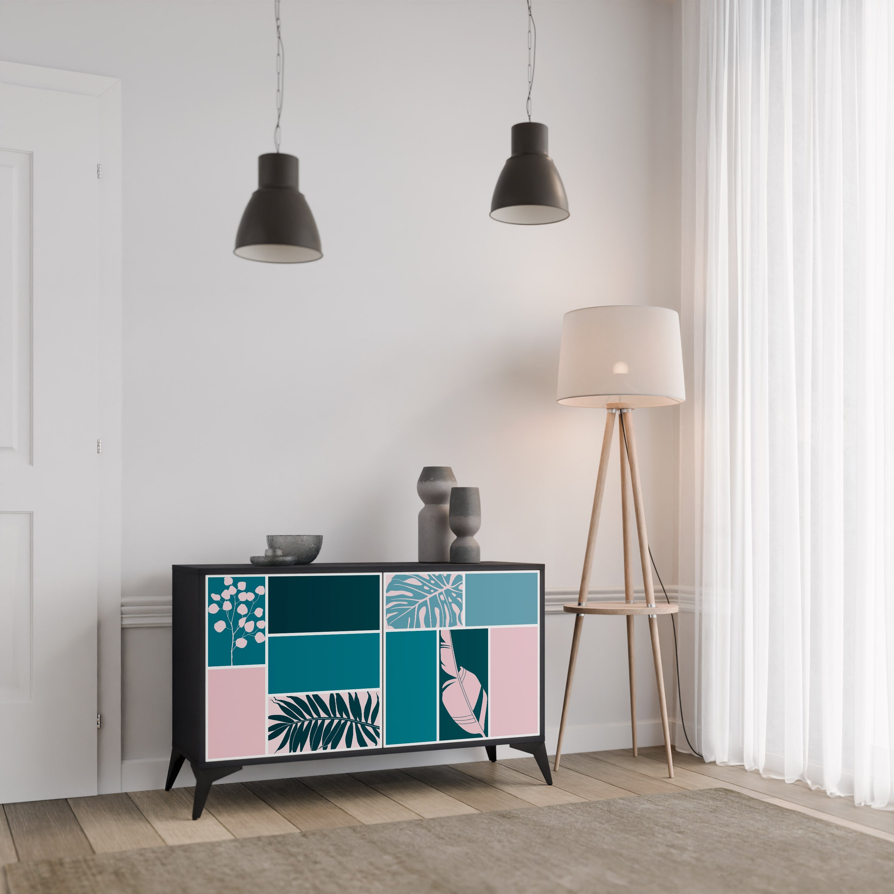 COMBINATION OF SHAPES Sideboard mit 2 Türen in Schwarz