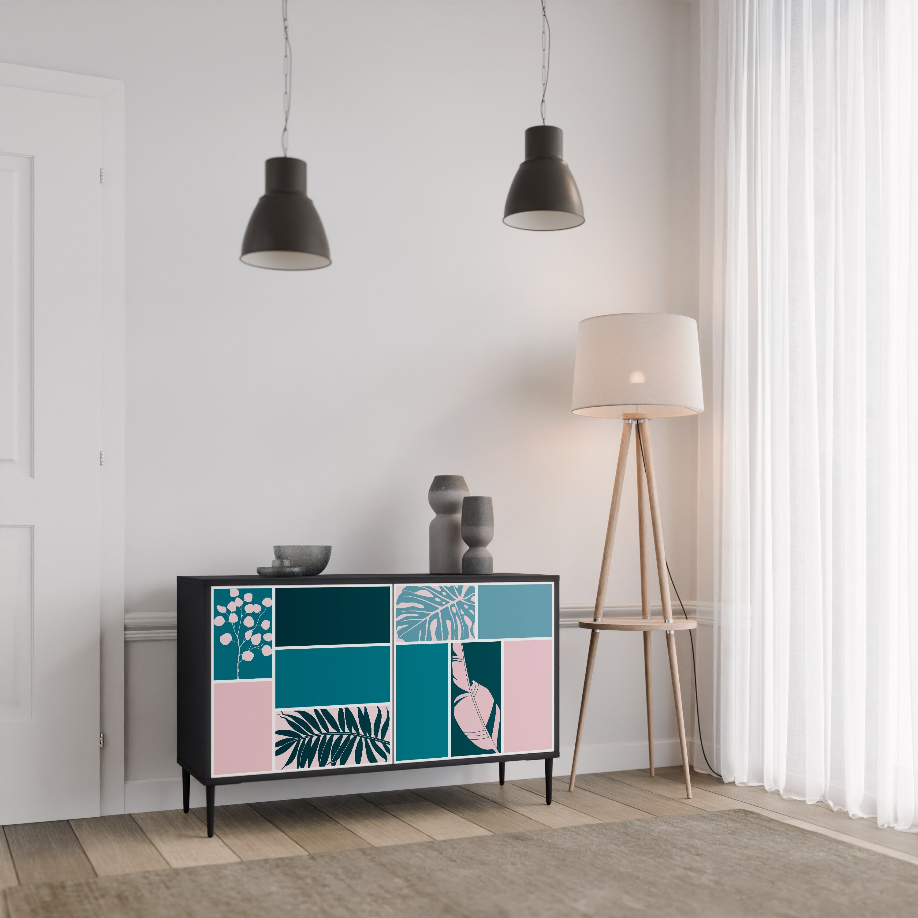 COMBINATION OF SHAPES Sideboard mit 2 Türen in Schwarz