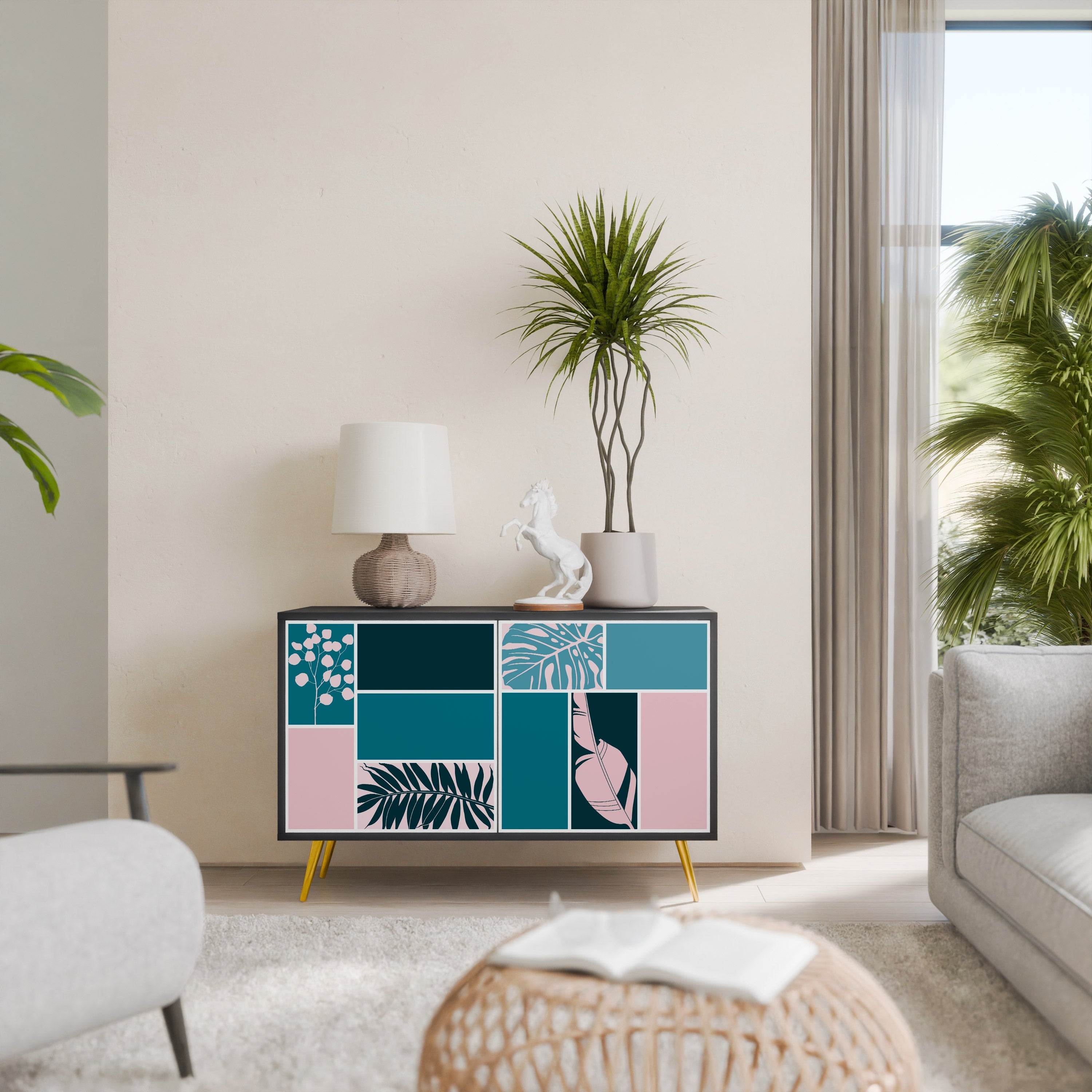 COMBINATION OF SHAPES Sideboard mit 2 Türen in Schwarz