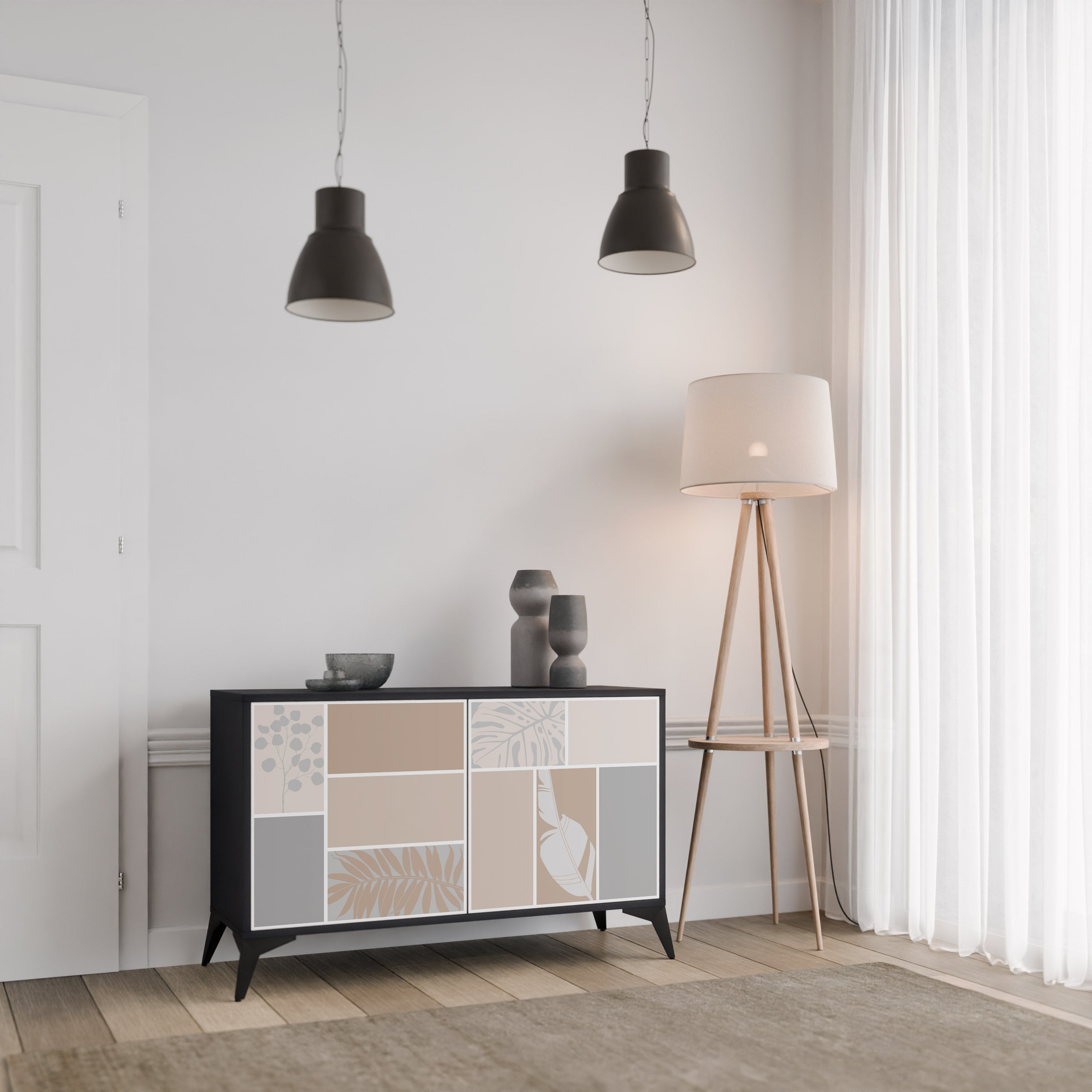 TROPICAL SHAPES Sideboard mit 2 Türen in Schwarz