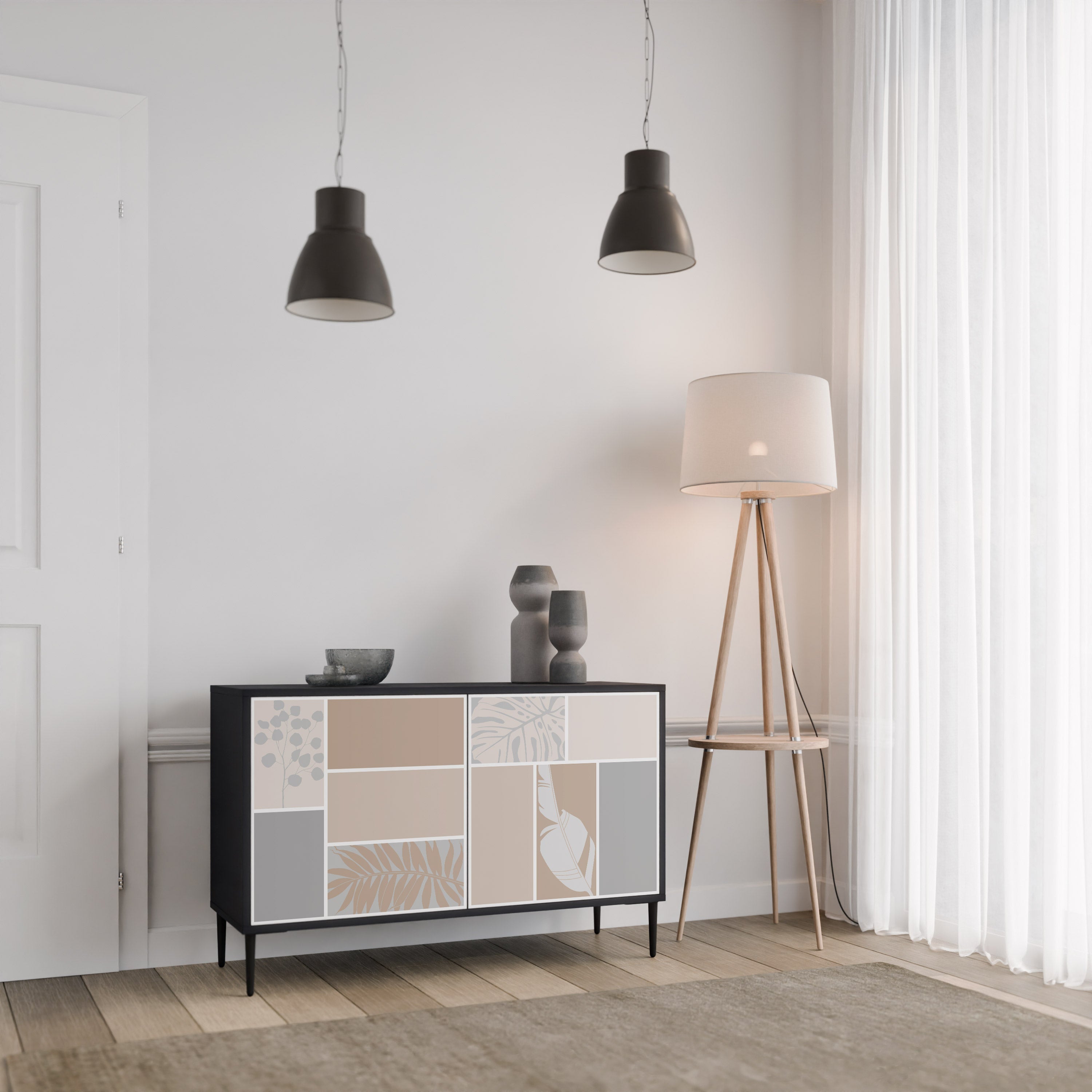 TROPICAL SHAPES Sideboard mit 2 Türen in Schwarz