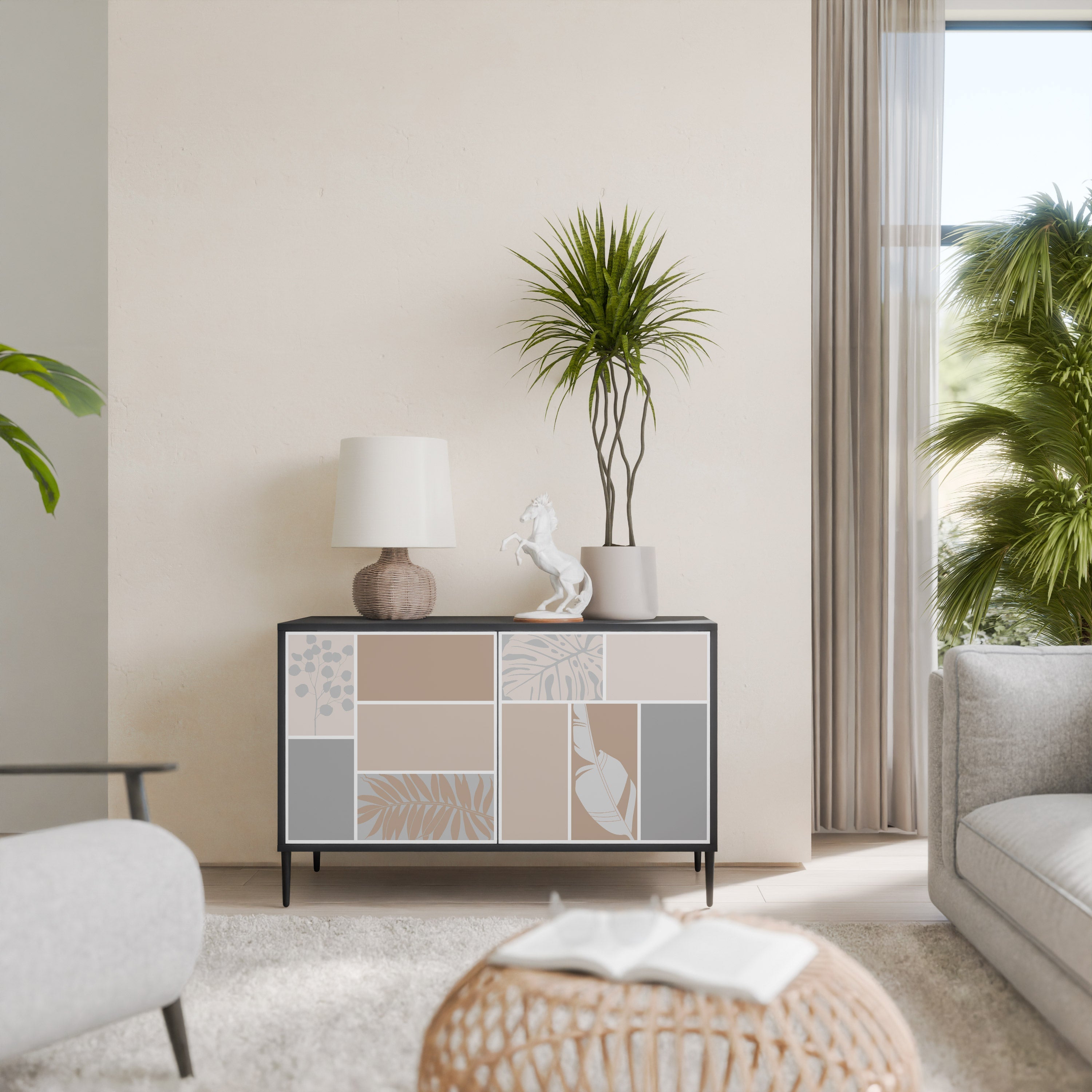 TROPICAL SHAPES Sideboard mit 2 Türen in Schwarz