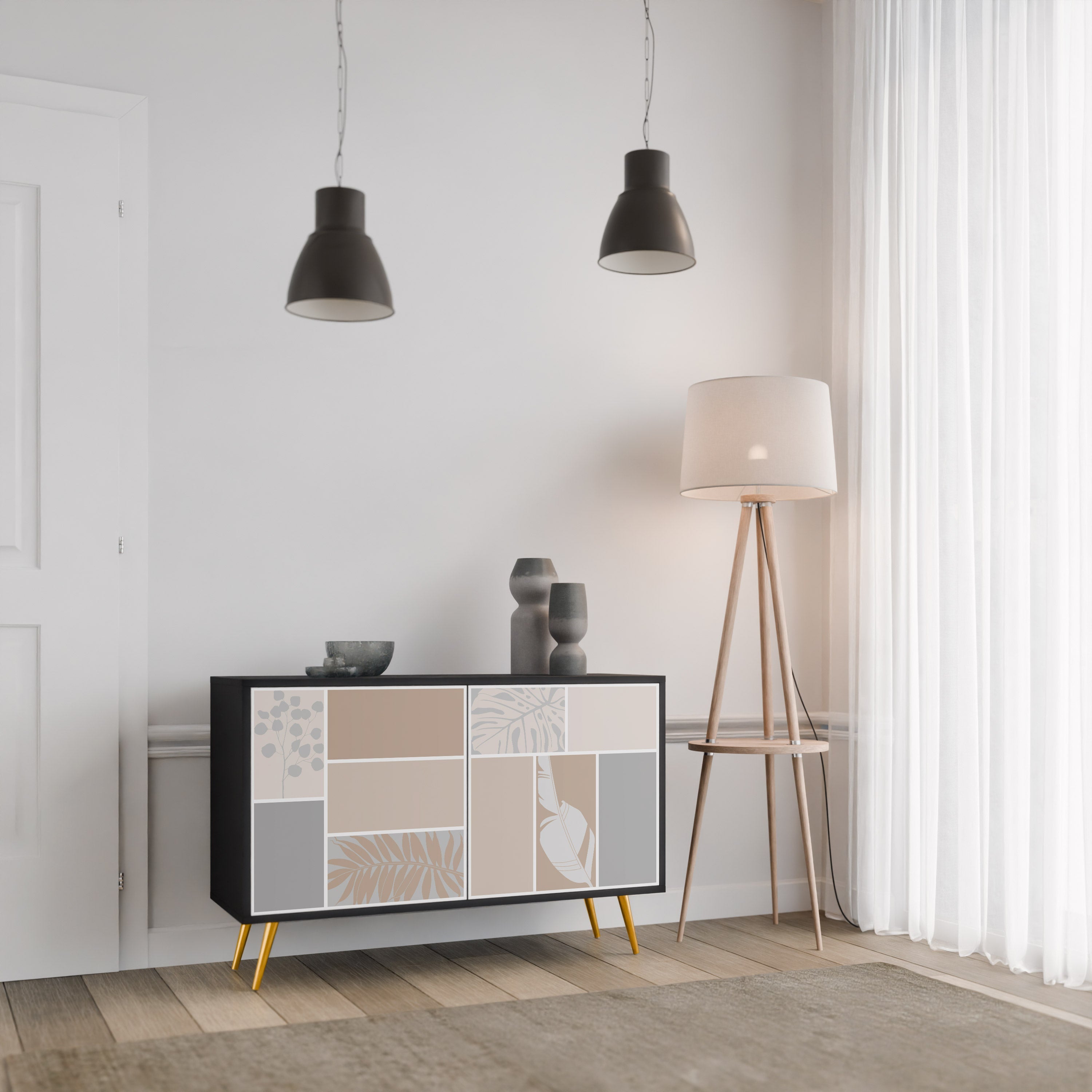 TROPICAL SHAPES Sideboard mit 2 Türen in Schwarz