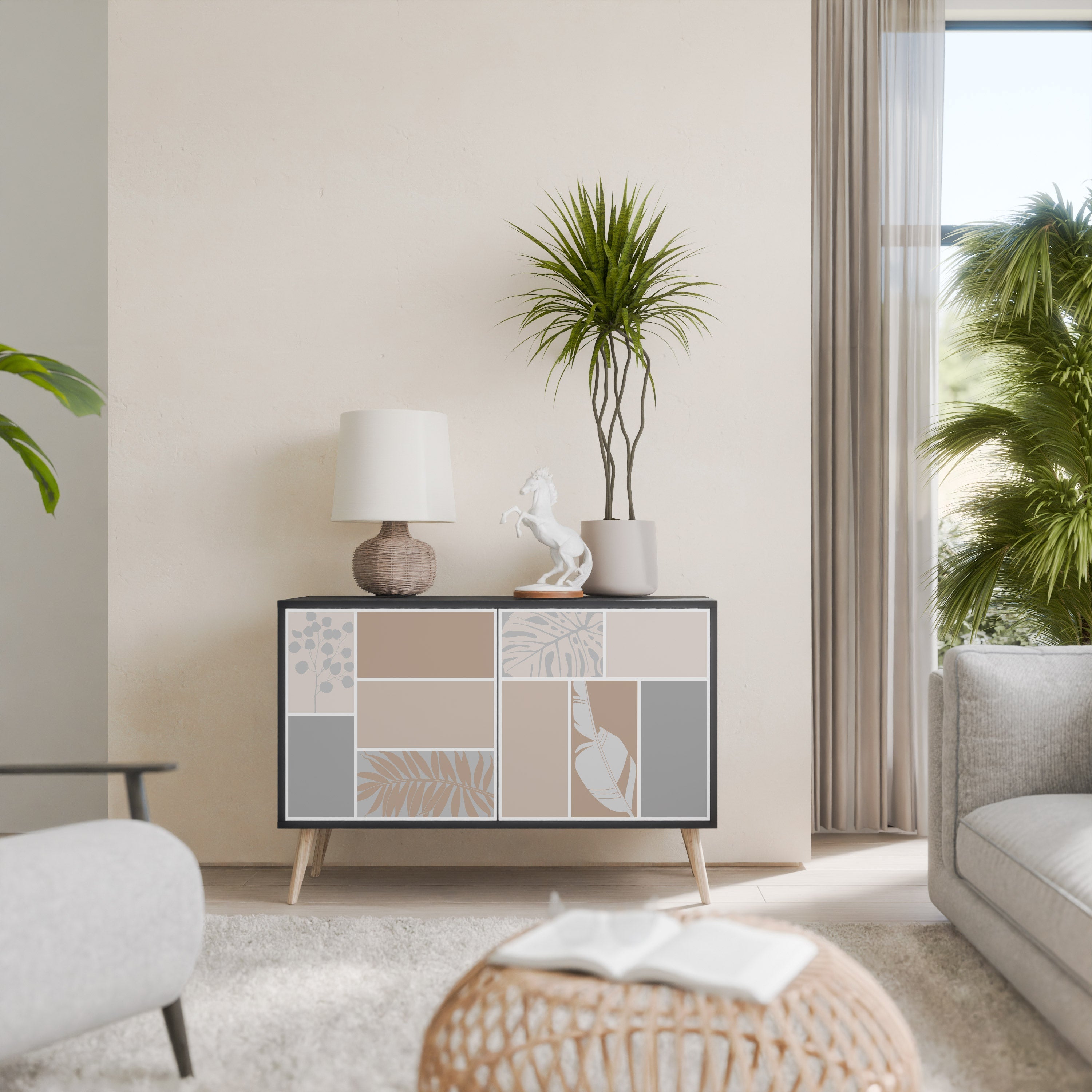 TROPICAL SHAPES Sideboard mit 2 Türen in Schwarz