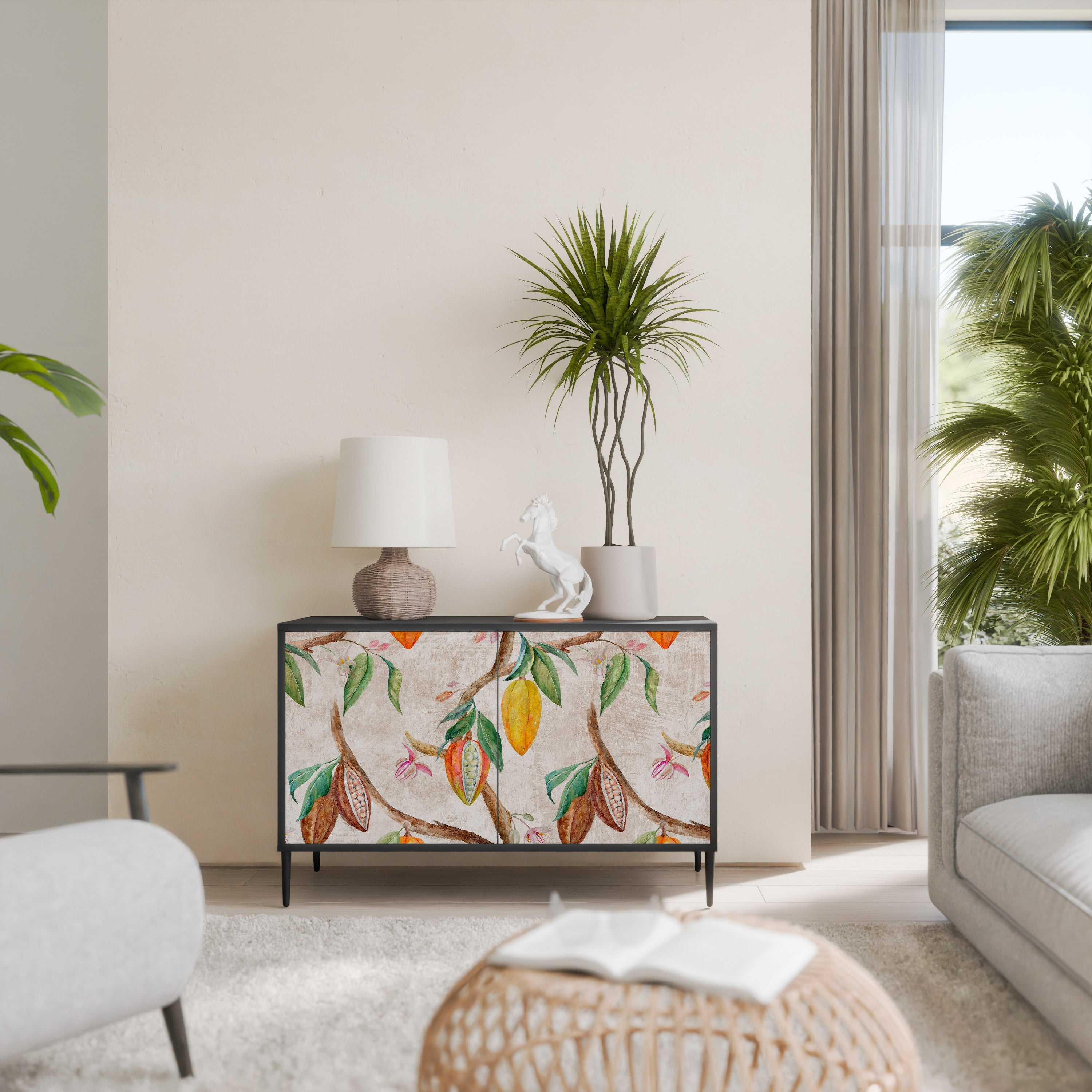COCOA FRUITS Sideboard mit 2 Türen in Schwarz
