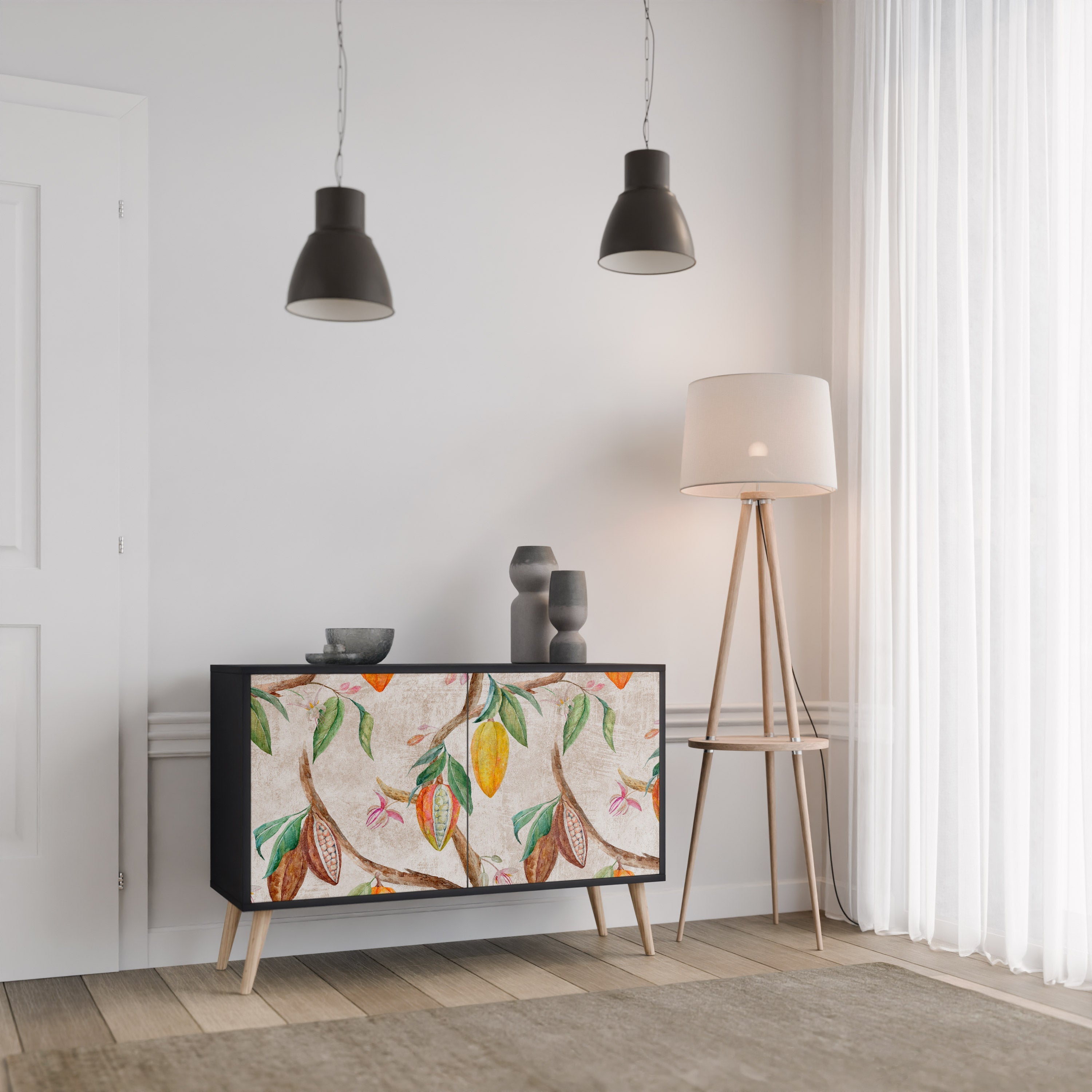 COCOA FRUITS Sideboard mit 2 Türen in Schwarz