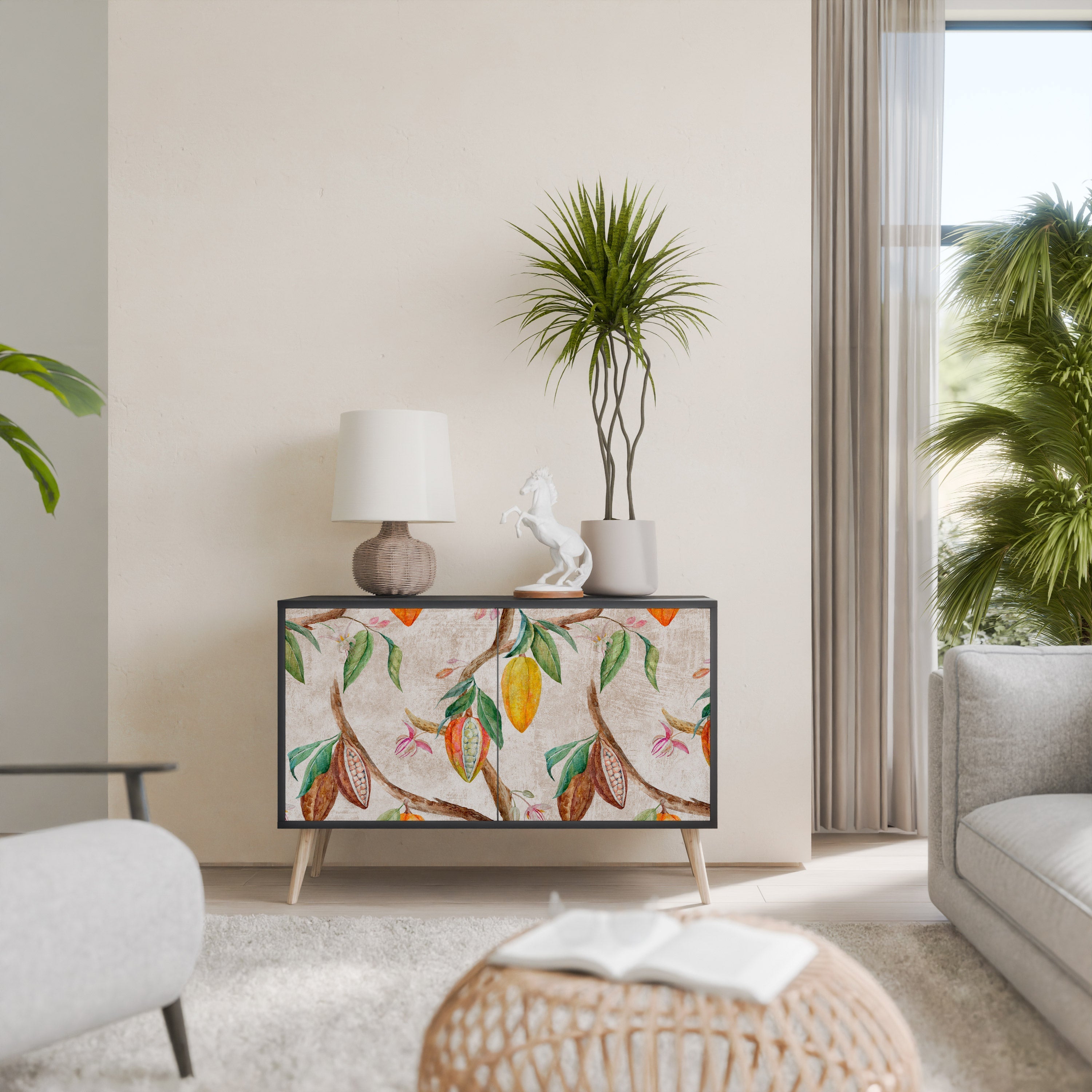 COCOA FRUITS Sideboard mit 2 Türen in Schwarz