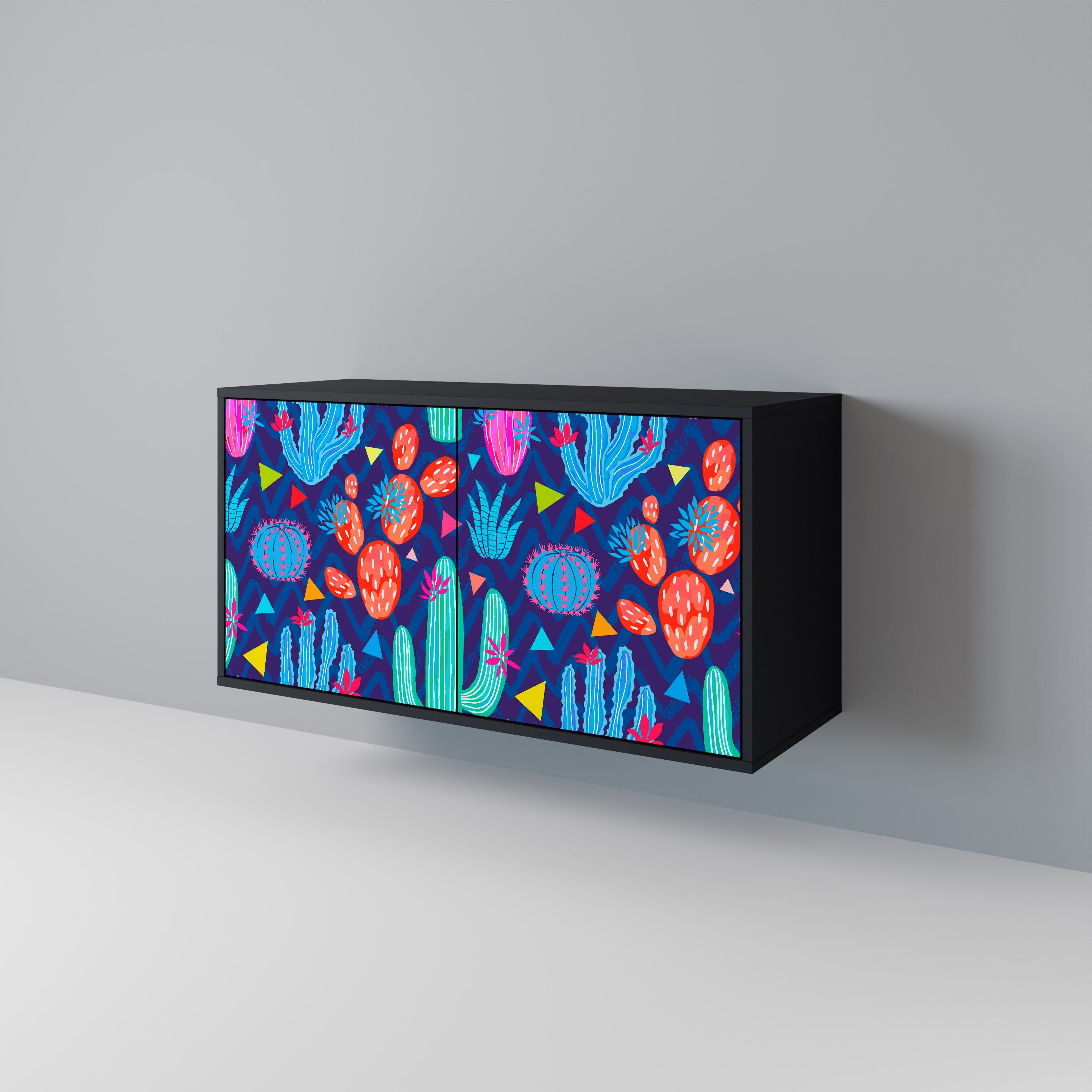 CACTUS VIBES Sideboard mit 2 Türen in Schwarz