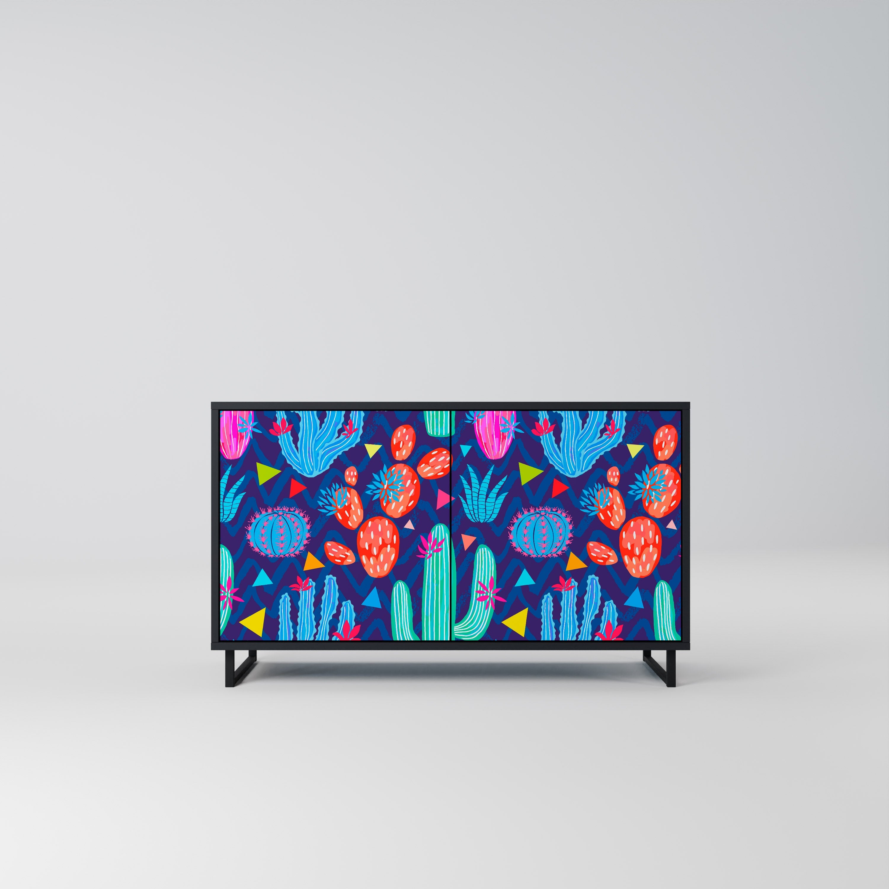 CACTUS VIBES Sideboard mit 2 Türen in Schwarz