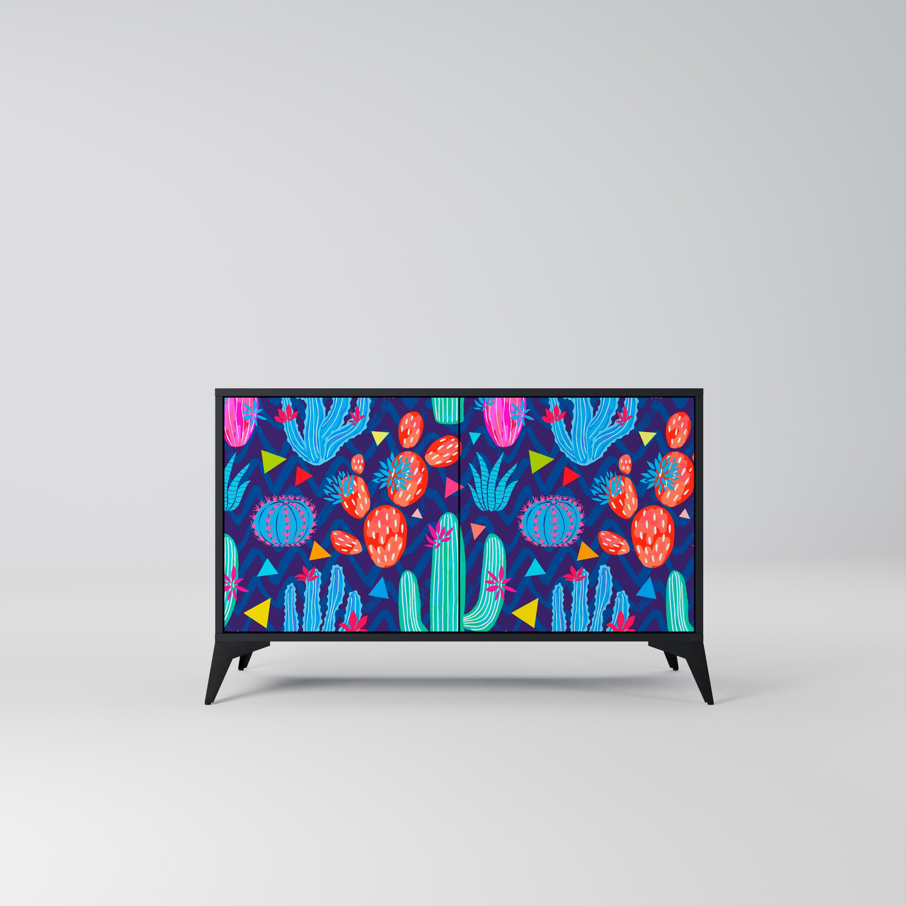 CACTUS VIBES Sideboard mit 2 Türen in Schwarz