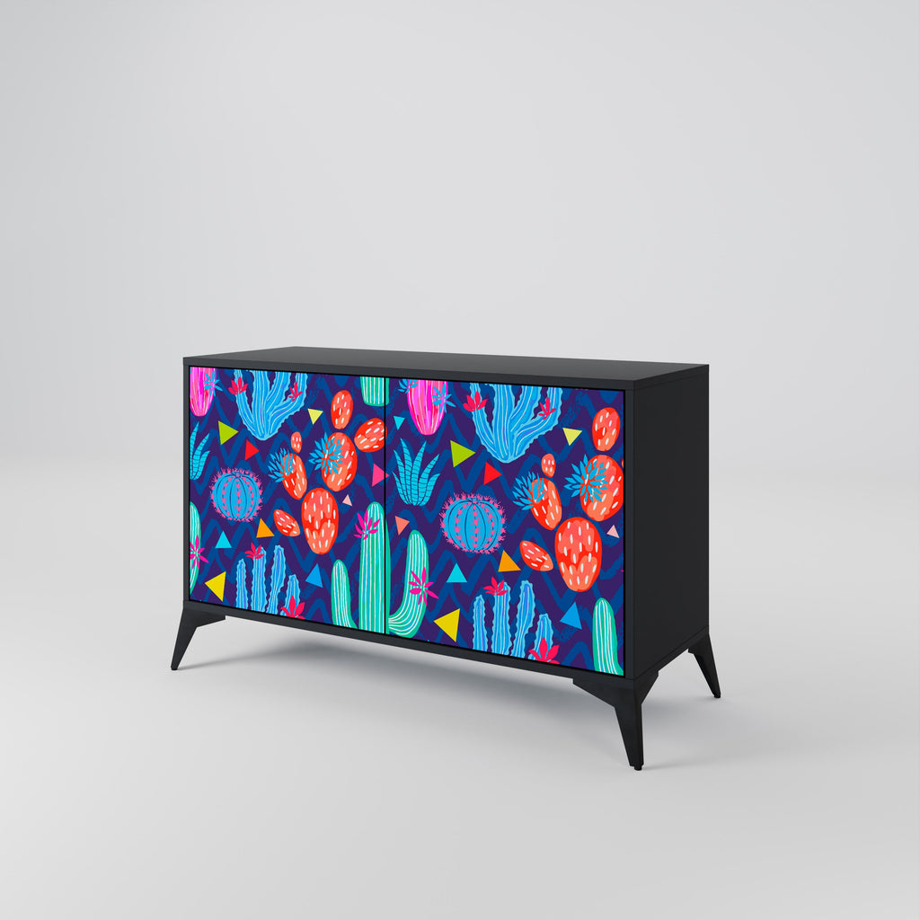 CACTUS VIBES Sideboard mit 2 Türen in Schwarz