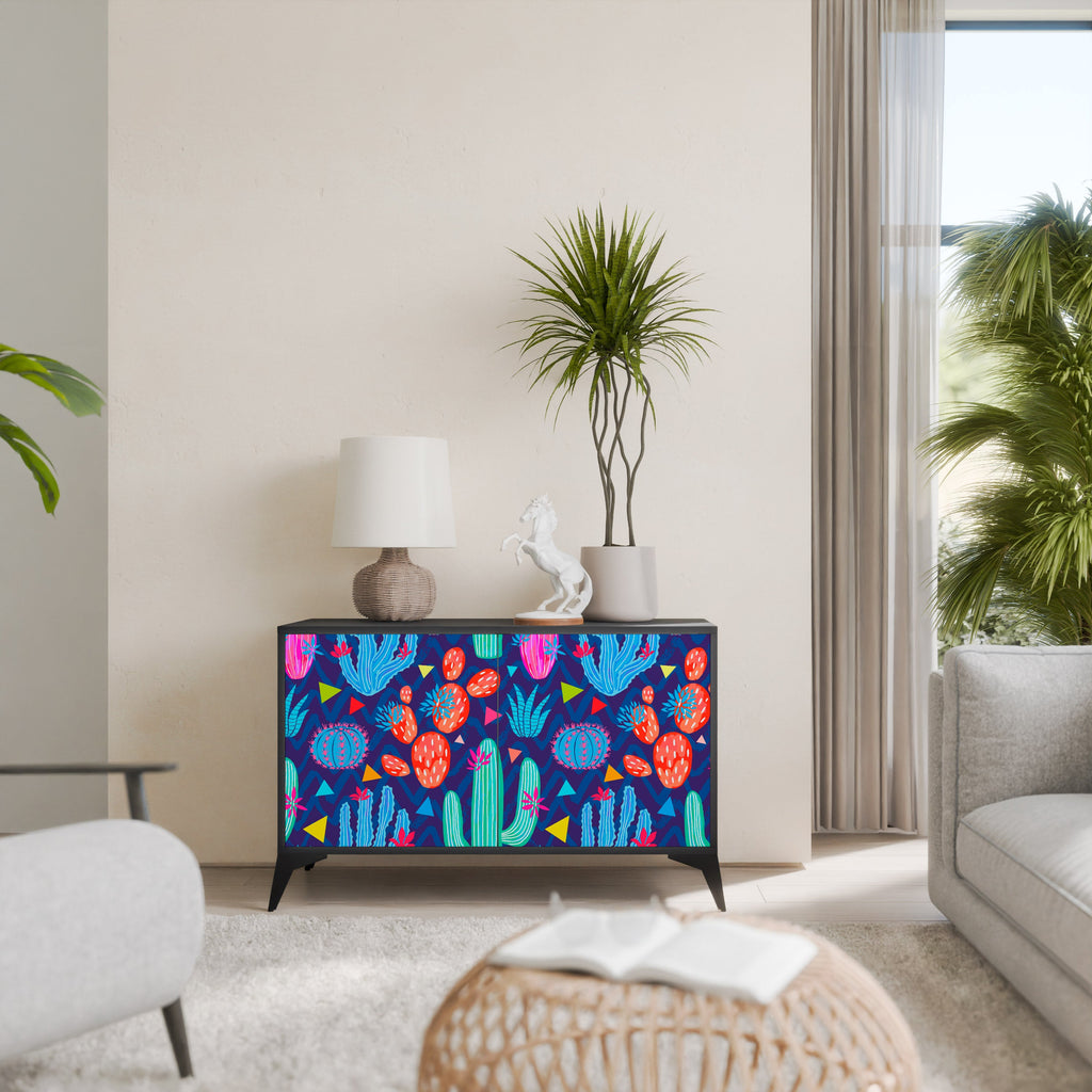 CACTUS VIBES Sideboard mit 2 Türen in Schwarz