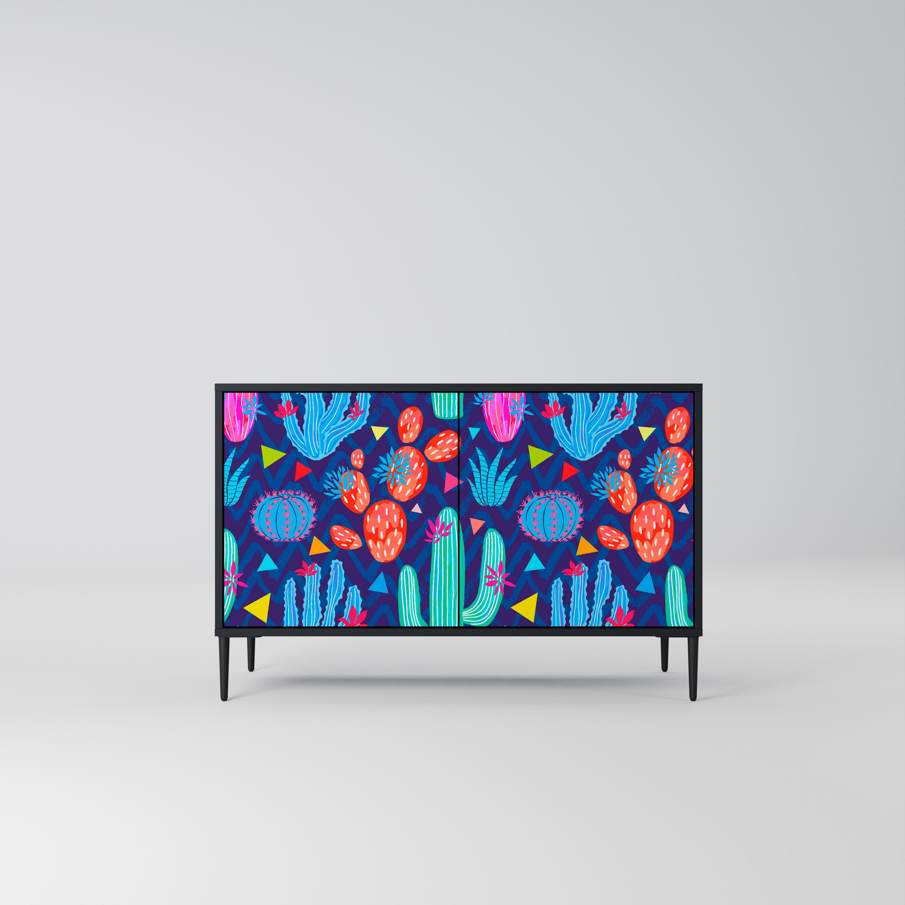CACTUS VIBES Sideboard mit 2 Türen in Schwarz