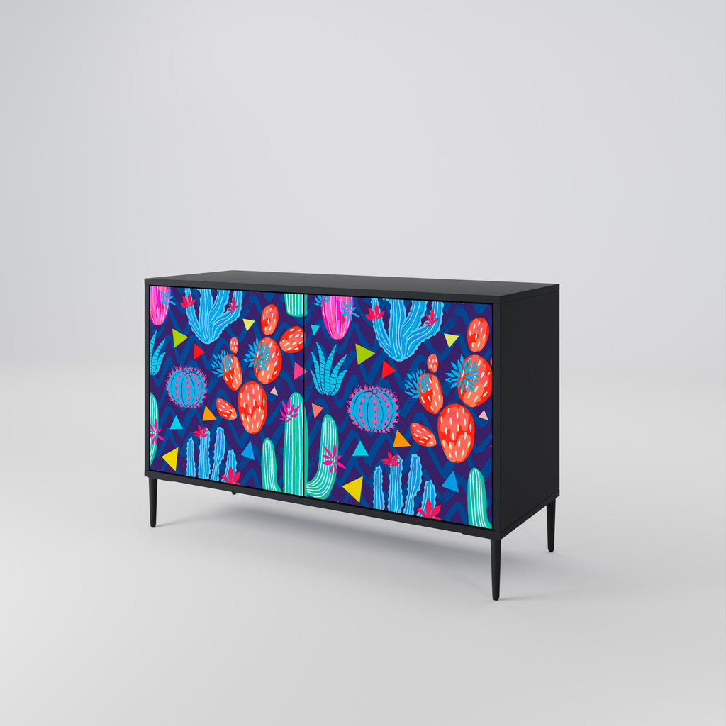 CACTUS VIBES Sideboard mit 2 Türen in Schwarz