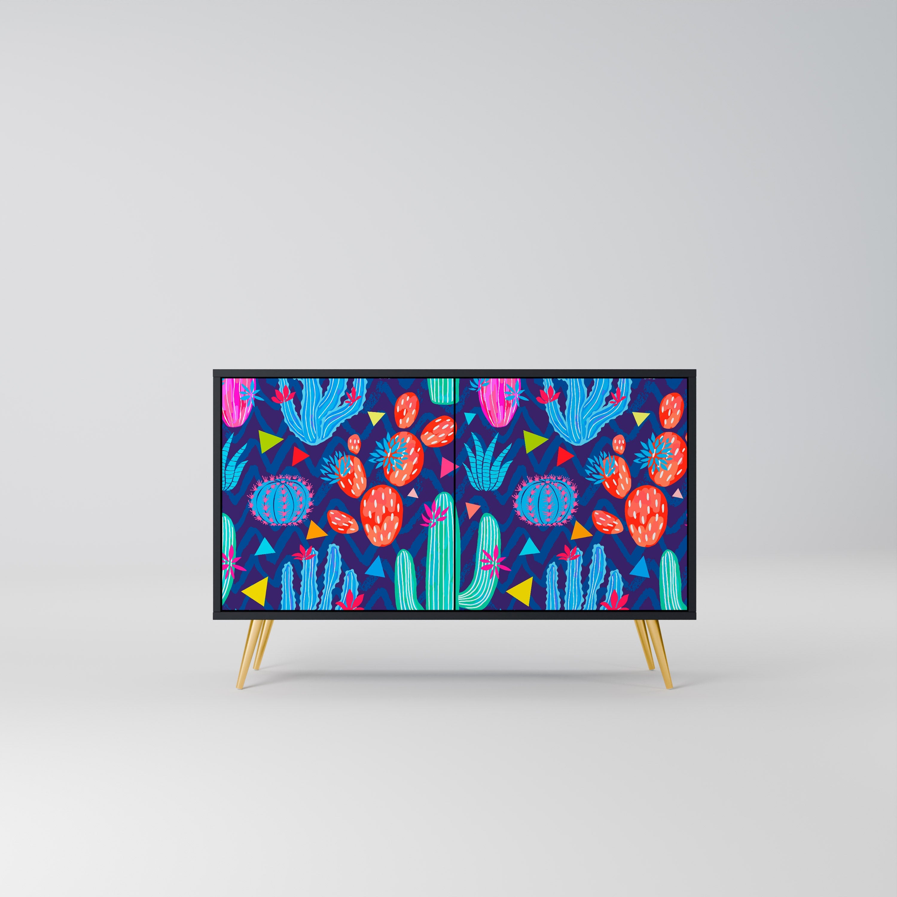 CACTUS VIBES Sideboard mit 2 Türen in Schwarz