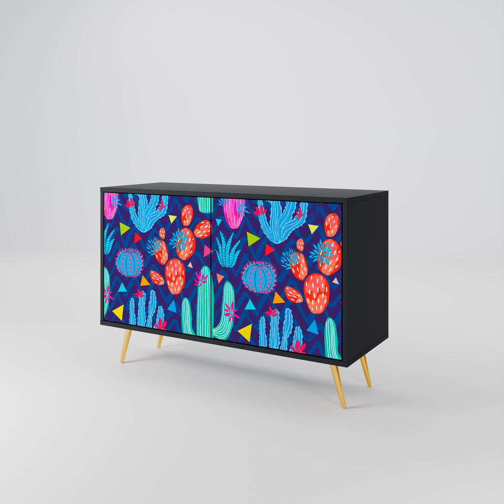 CACTUS VIBES Sideboard mit 2 Türen in Schwarz