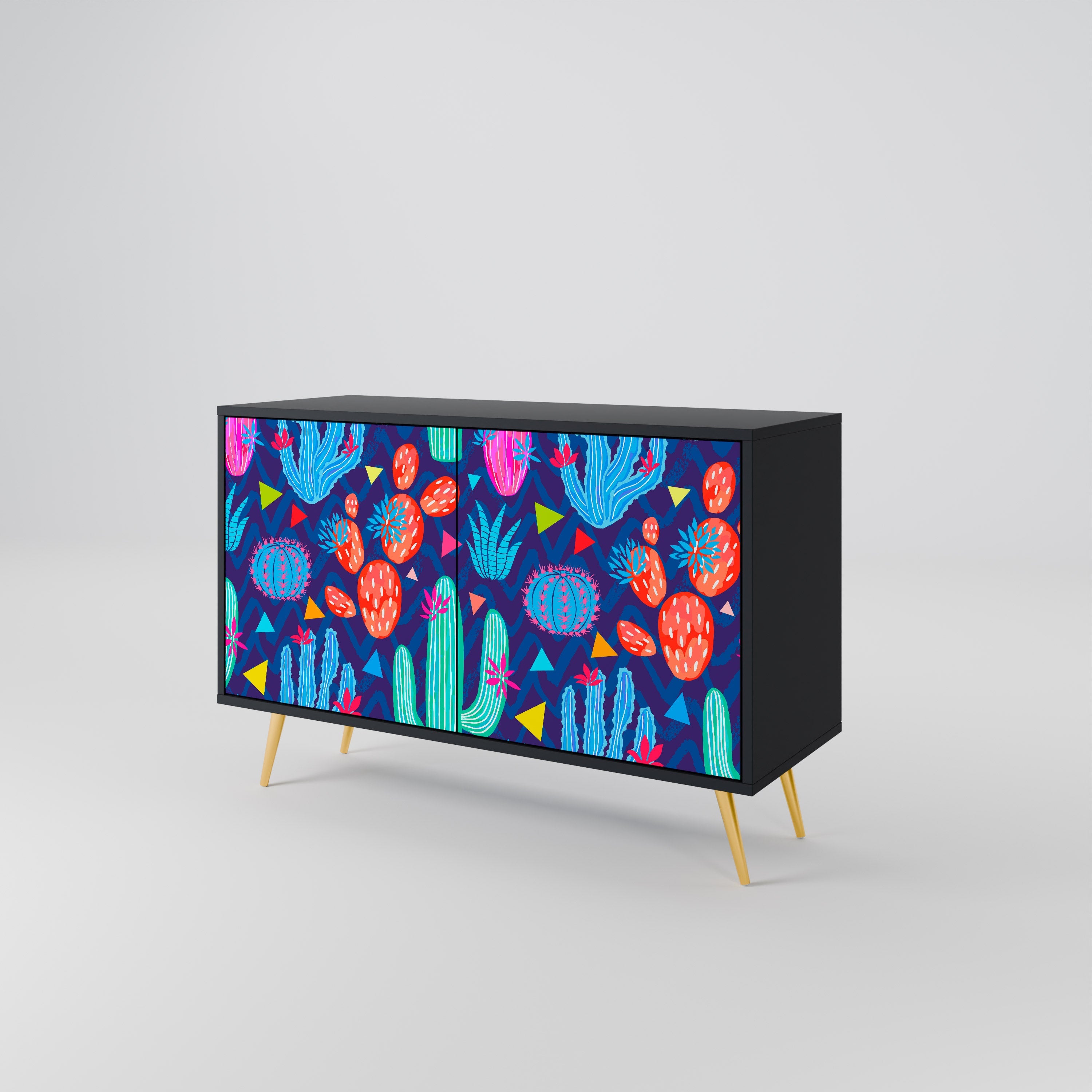 CACTUS VIBES Sideboard mit 2 Türen in Schwarz