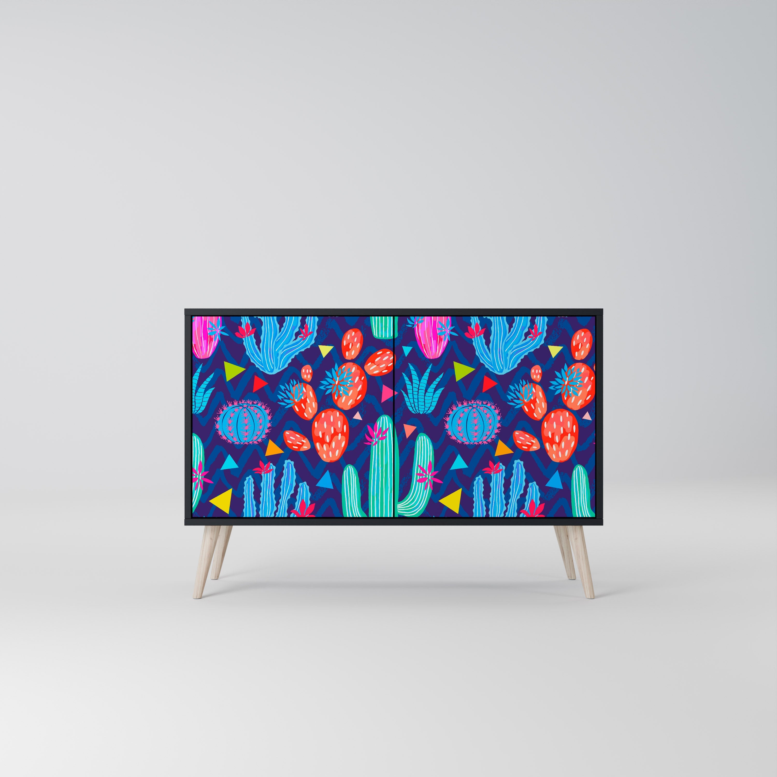 CACTUS VIBES Sideboard mit 2 Türen in Schwarz