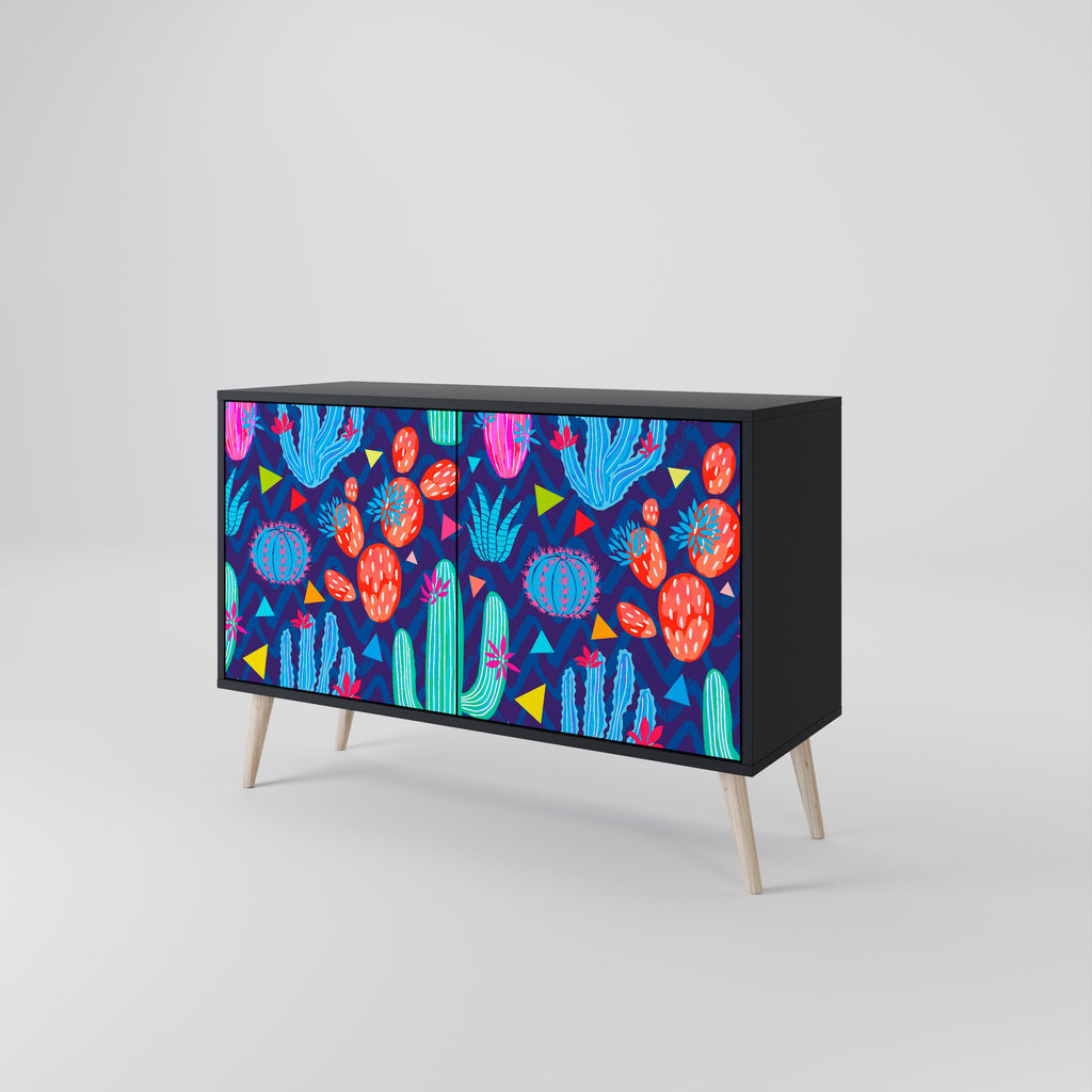 CACTUS VIBES Sideboard mit 2 Türen in Schwarz