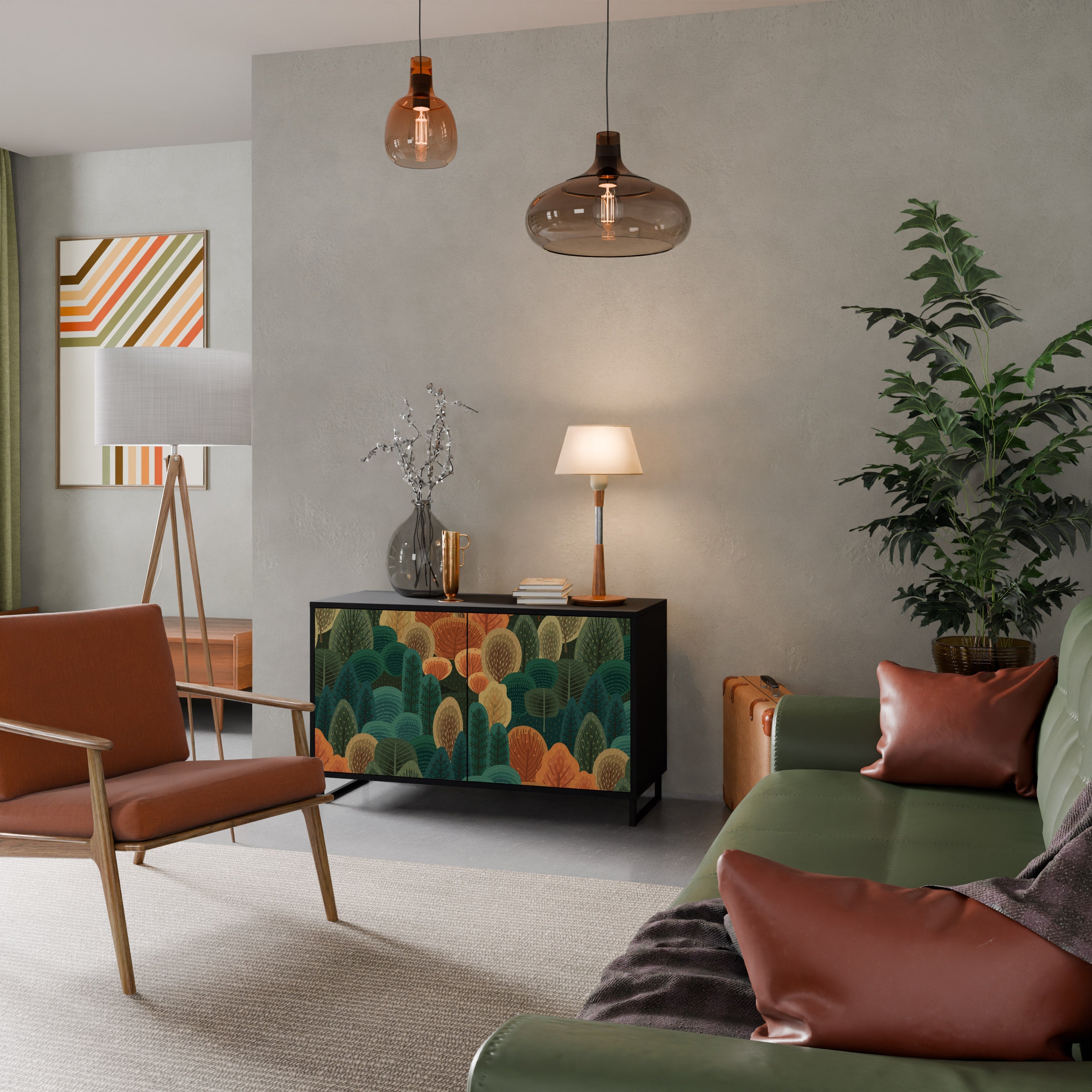 AUTUMN KALEIDOSCOPE Sideboard mit 2 Türen in Schwarz