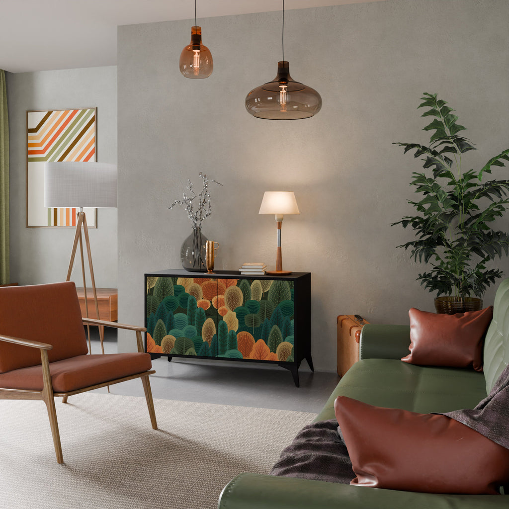 AUTUMN KALEIDOSCOPE Sideboard mit 2 Türen in Schwarz