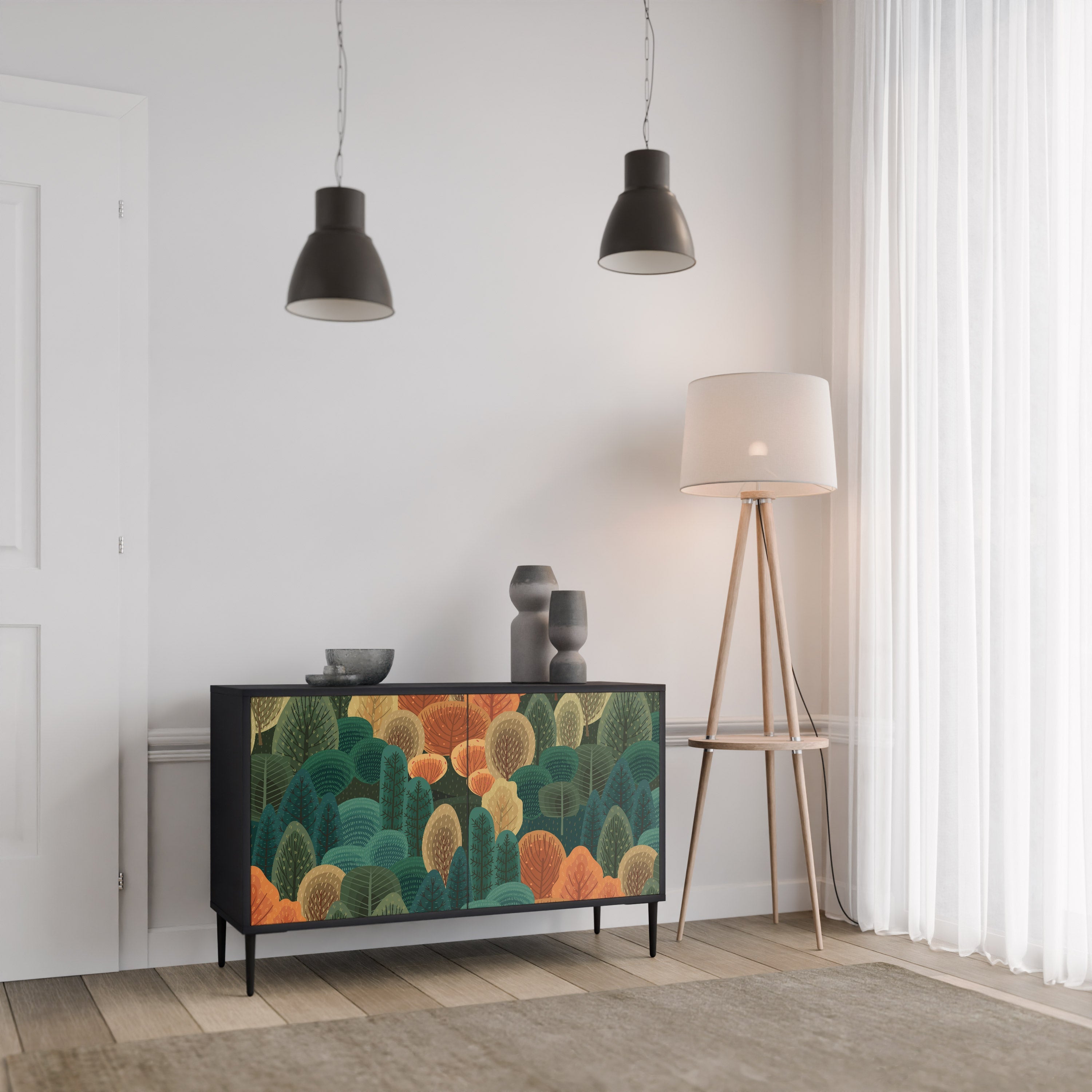 AUTUMN KALEIDOSCOPE Sideboard mit 2 Türen in Schwarz