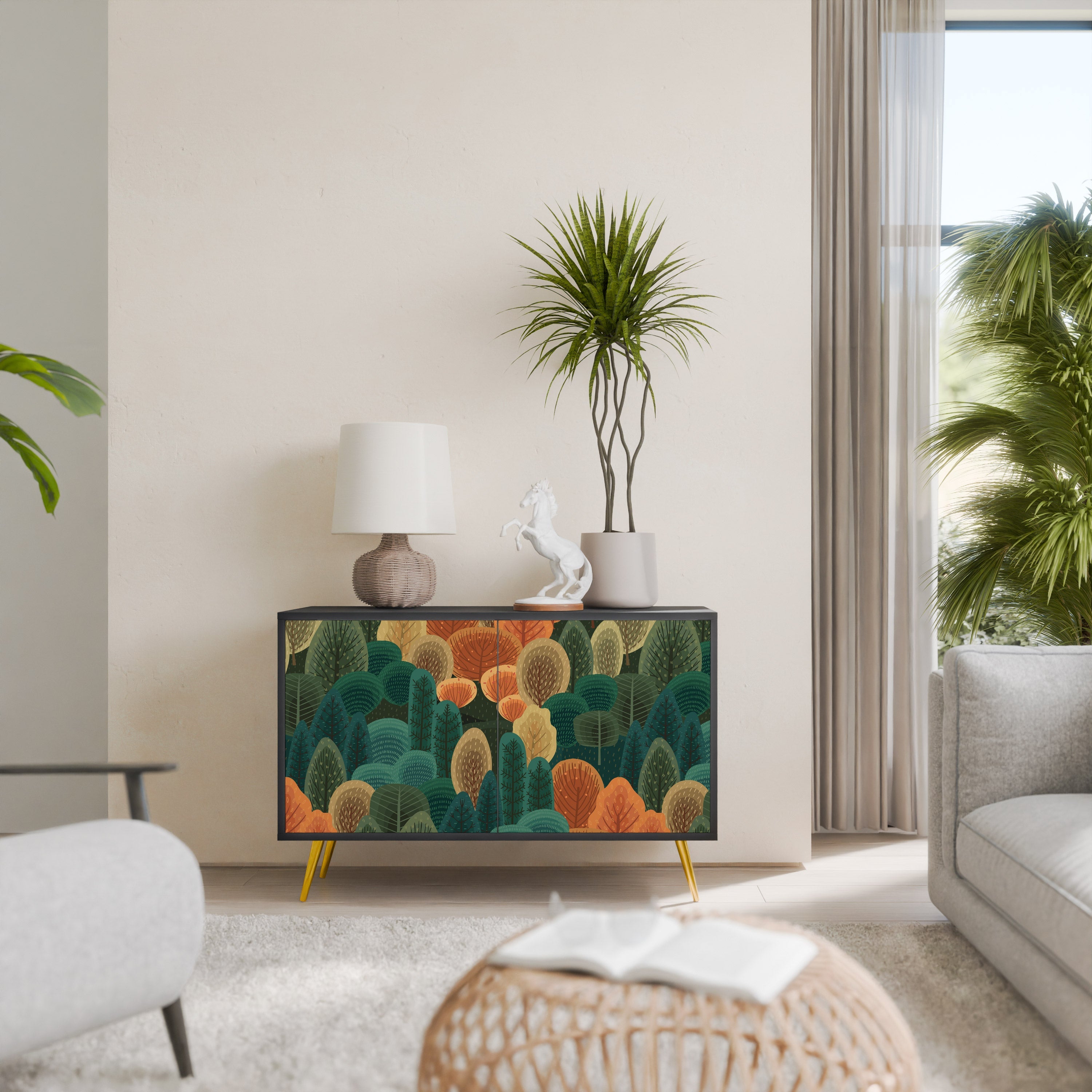 AUTUMN KALEIDOSCOPE Sideboard mit 2 Türen in Schwarz