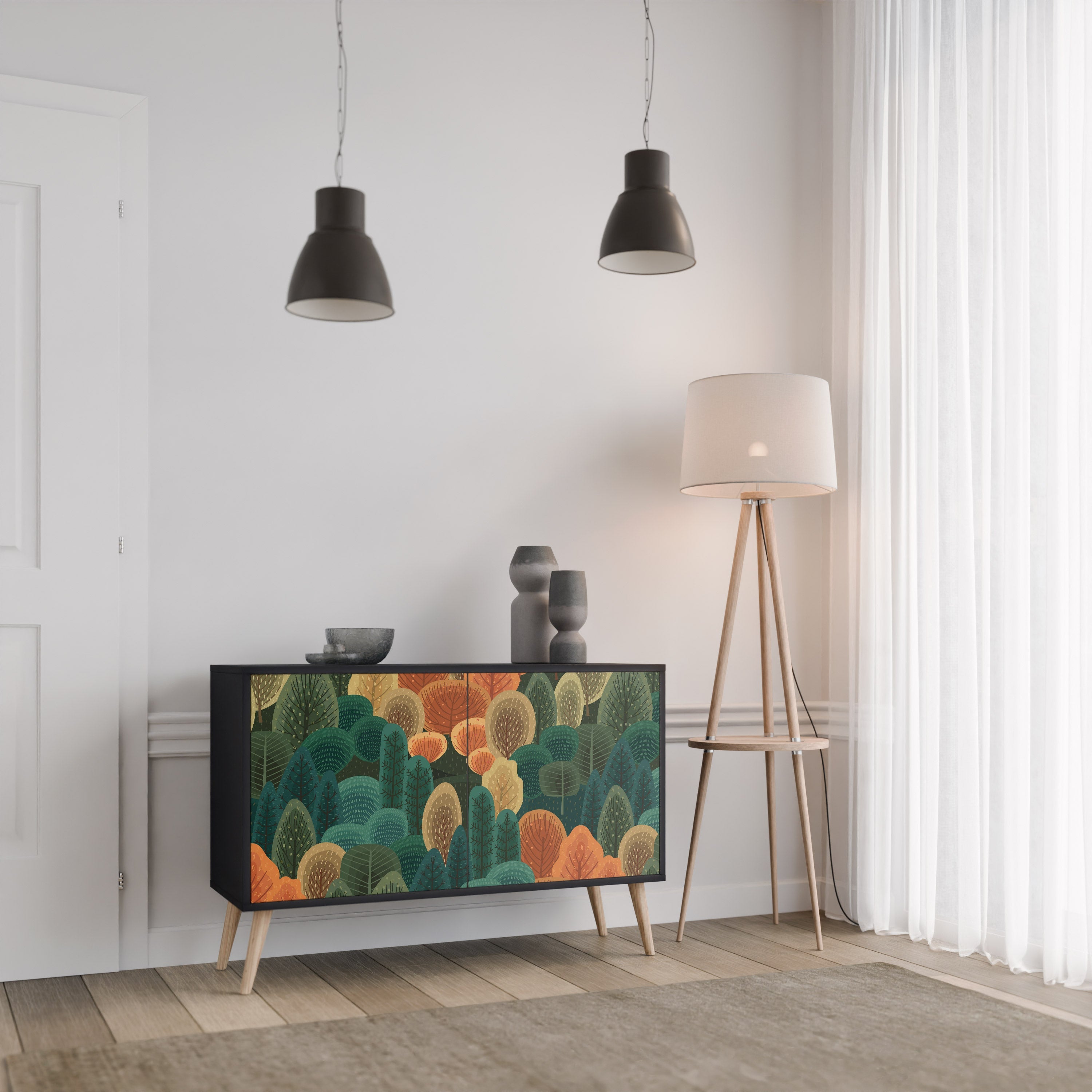 AUTUMN KALEIDOSCOPE Sideboard mit 2 Türen in Schwarz