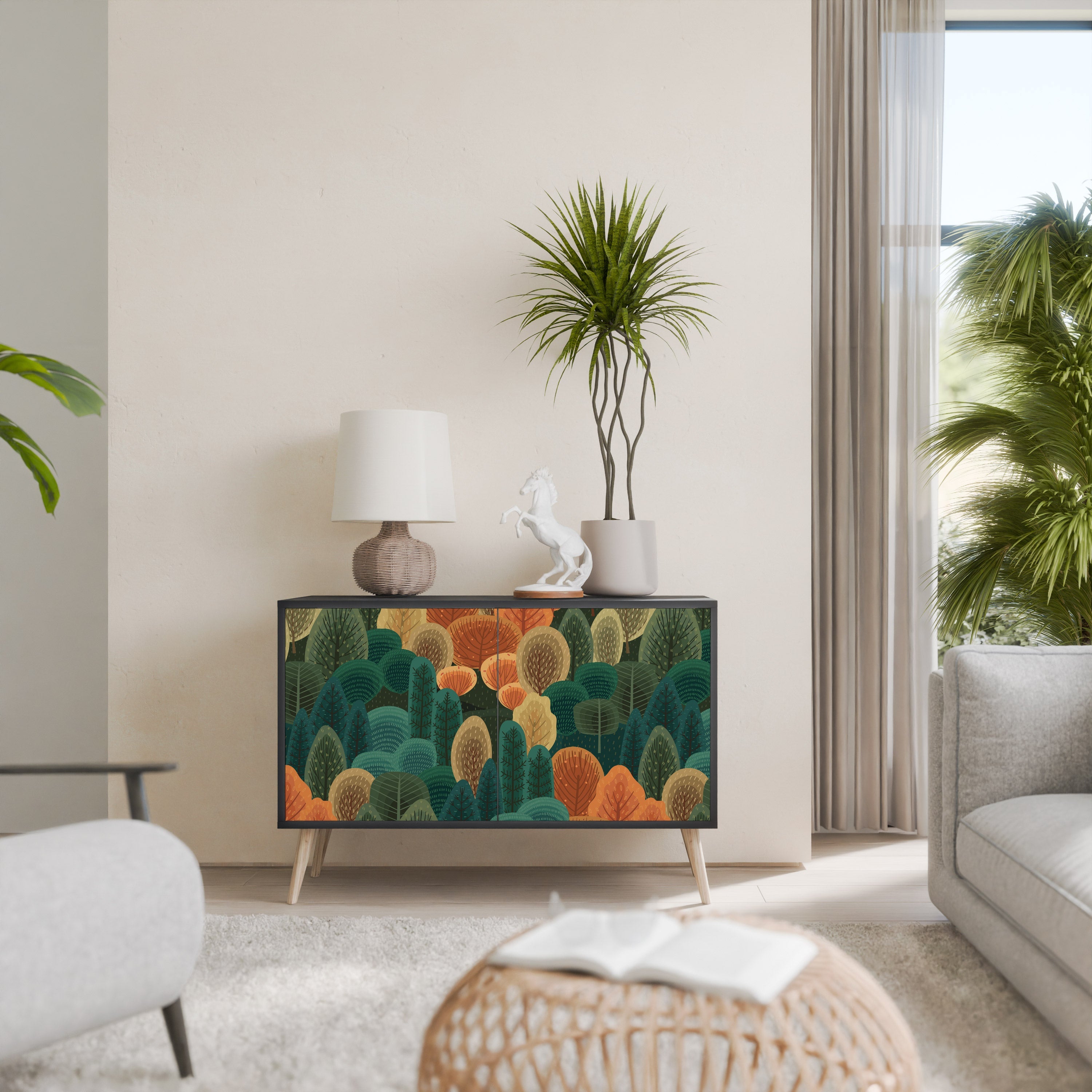 AUTUMN KALEIDOSCOPE Sideboard mit 2 Türen in Schwarz