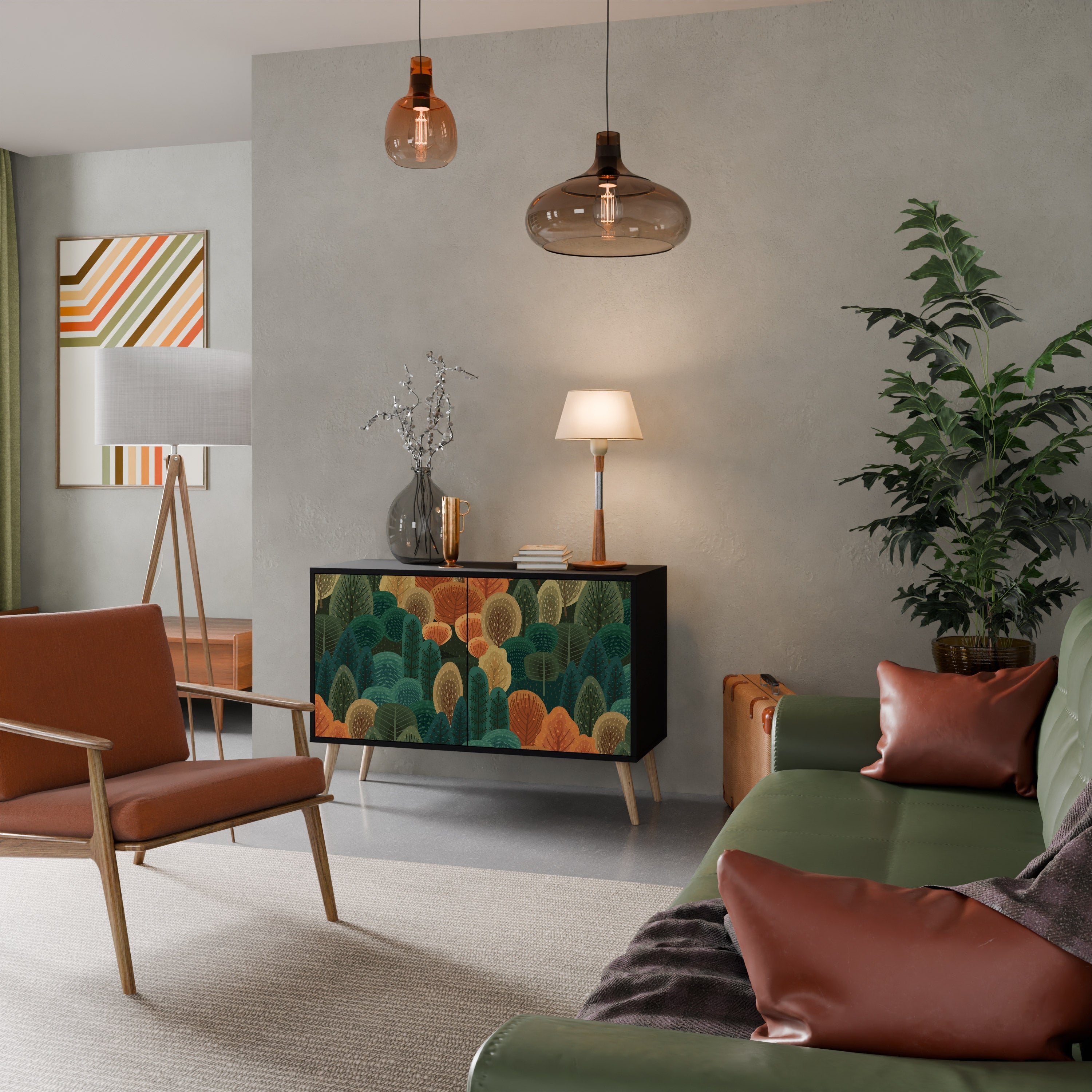 AUTUMN KALEIDOSCOPE Sideboard mit 2 Türen in Schwarz