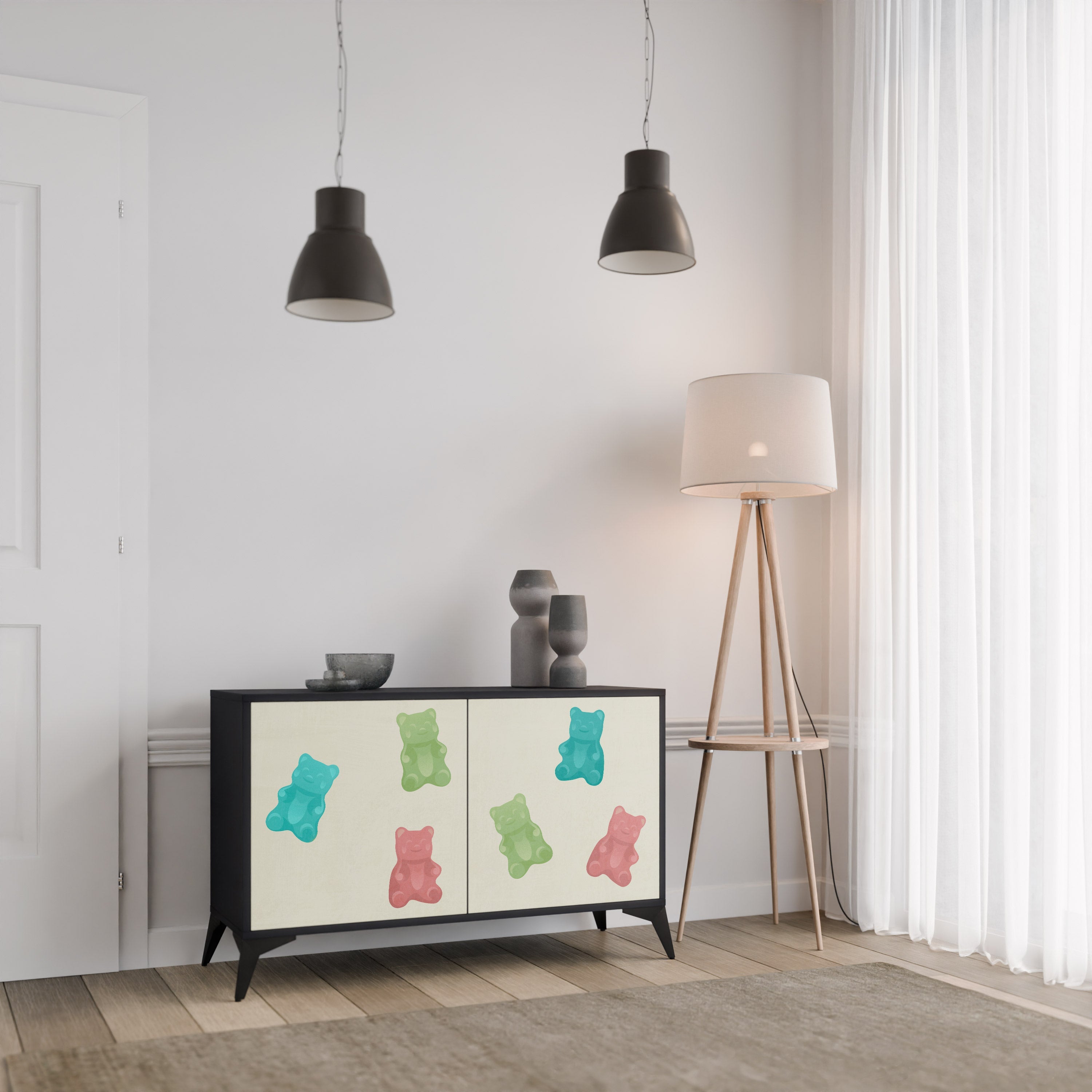 GUMMY BEARS Sideboard mit 2 Türen in Schwarz