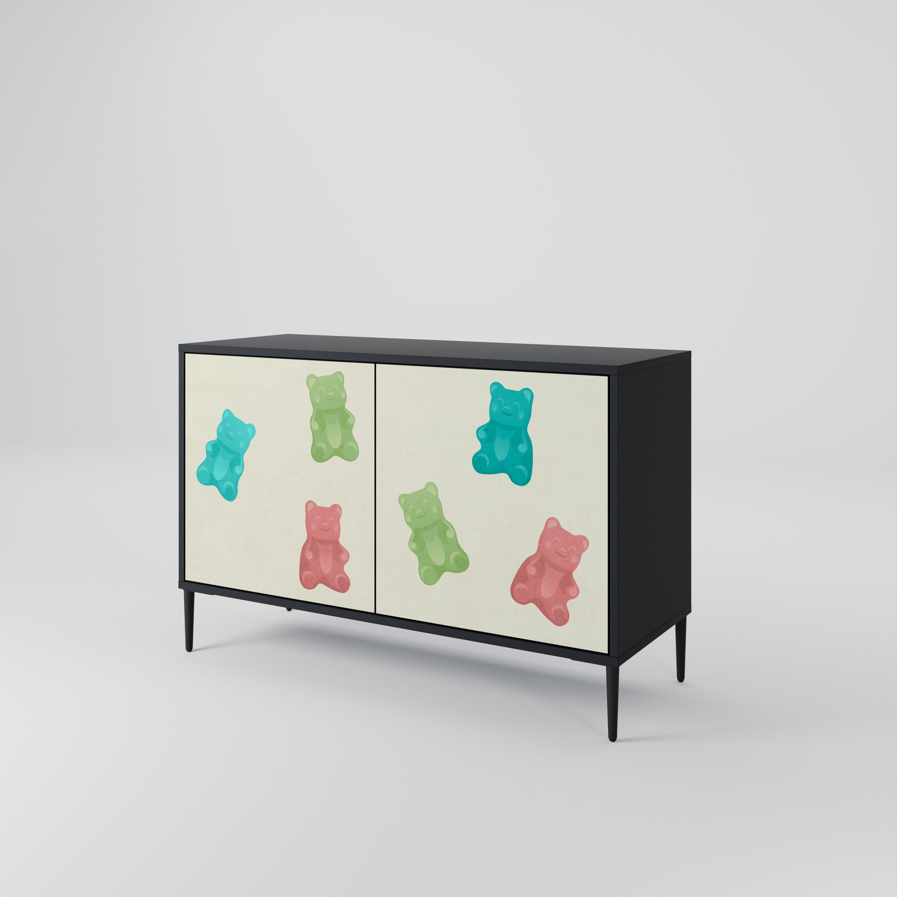 GUMMY BEARS Sideboard mit 2 Türen in Schwarz