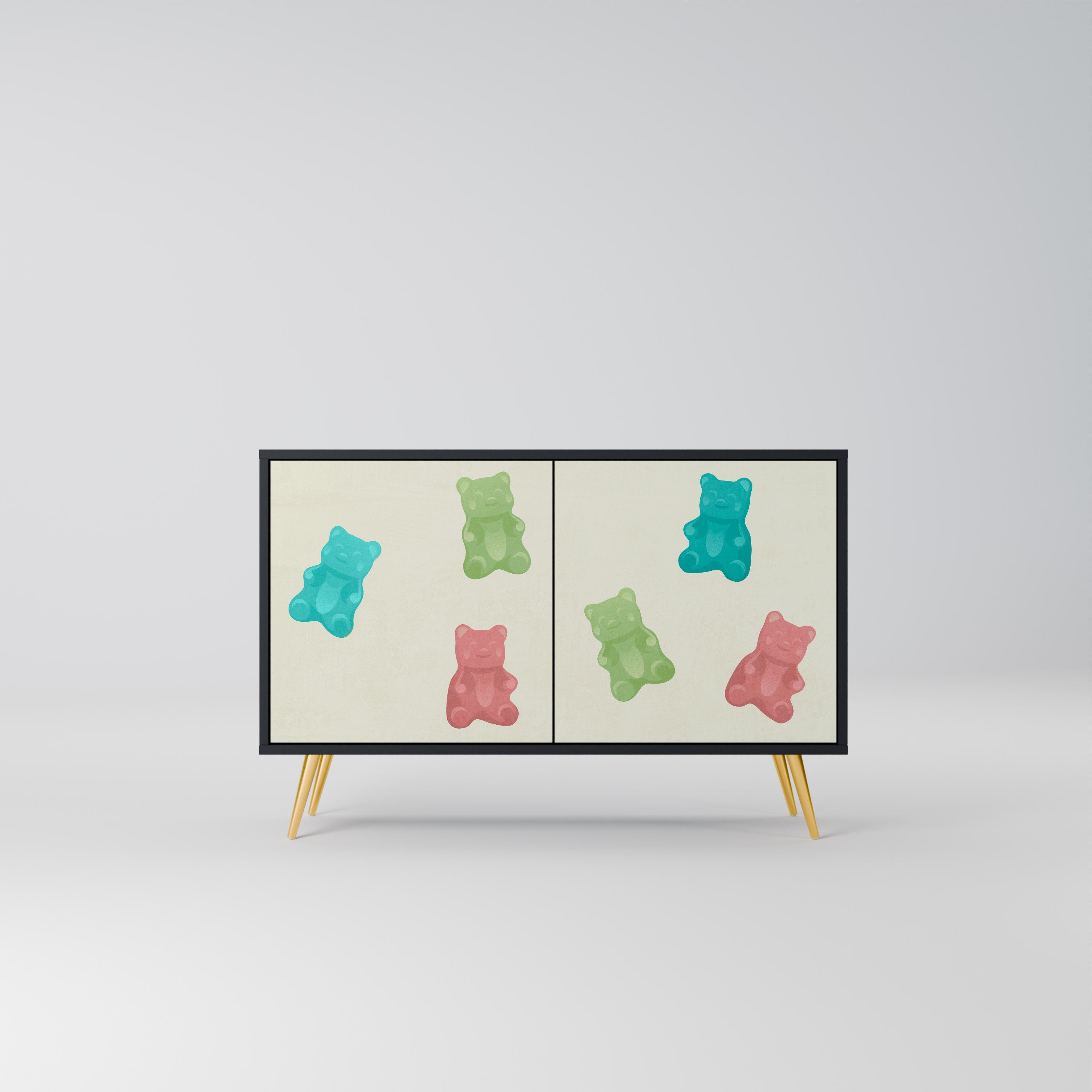 GUMMY BEARS Sideboard mit 2 Türen in Schwarz