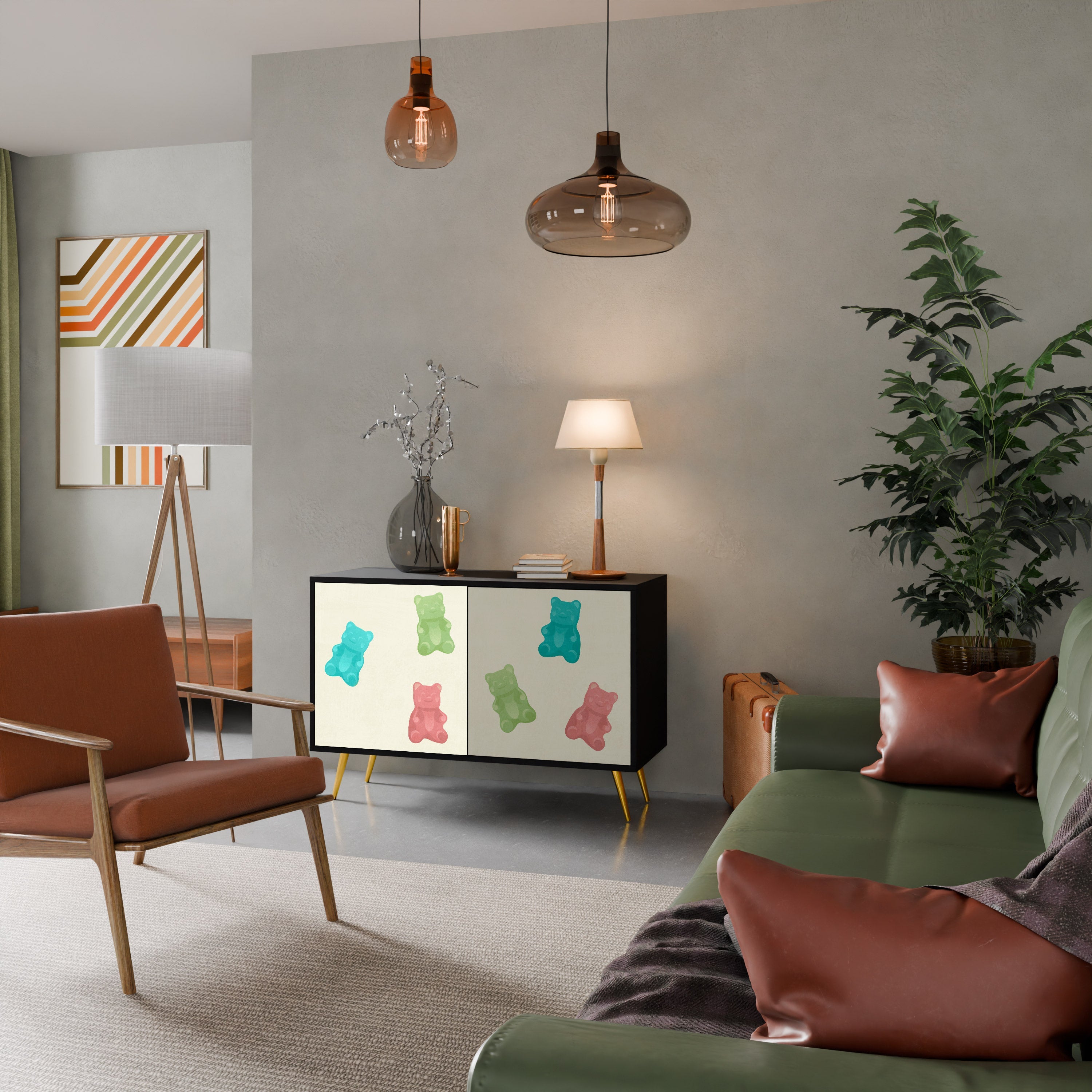 GUMMY BEARS Sideboard mit 2 Türen in Schwarz