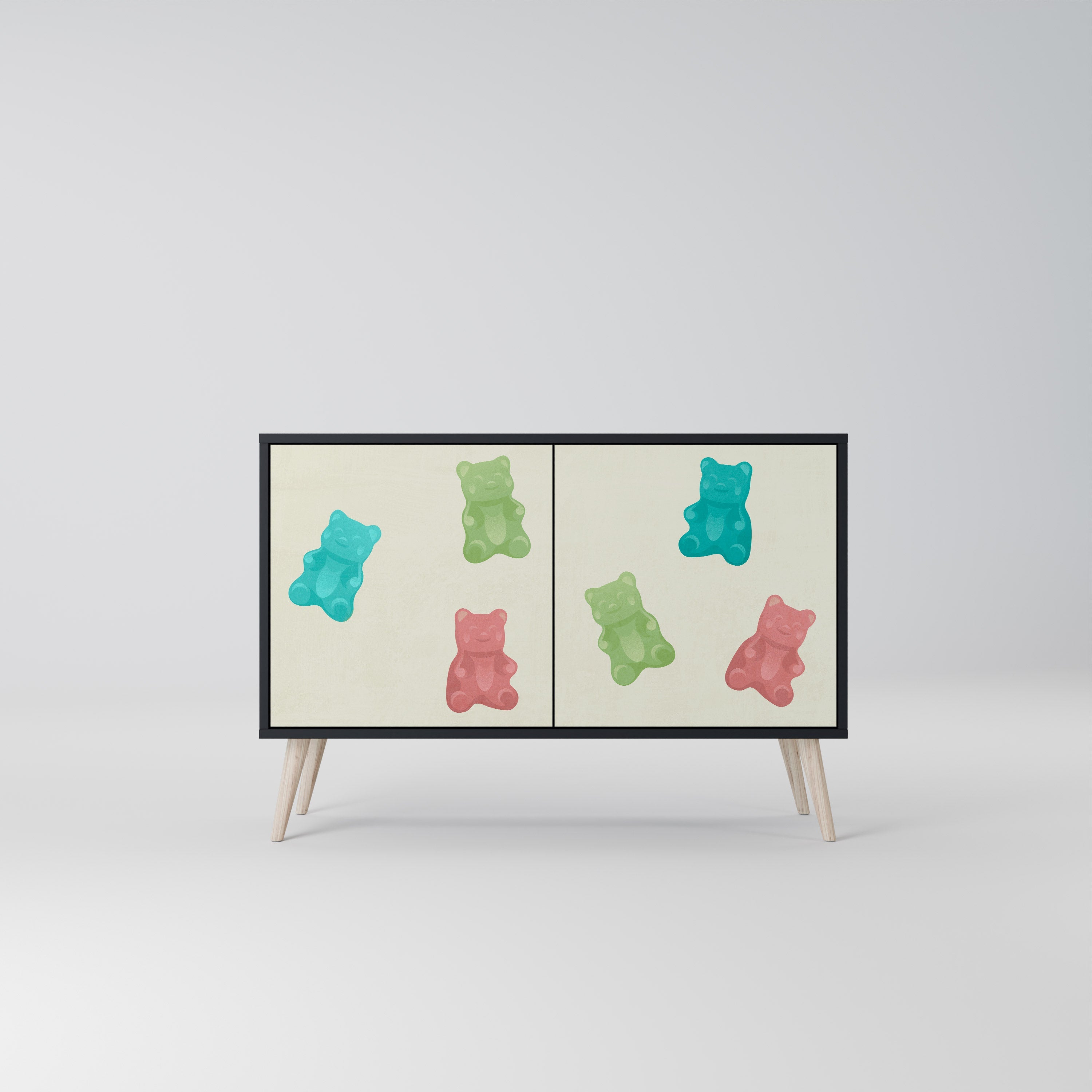 GUMMY BEARS Sideboard mit 2 Türen in Schwarz