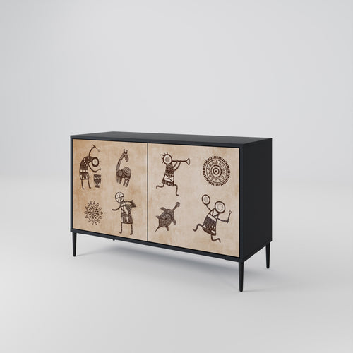 AFRICAN STYLE Sideboard mit 2 Türen in Schwarz