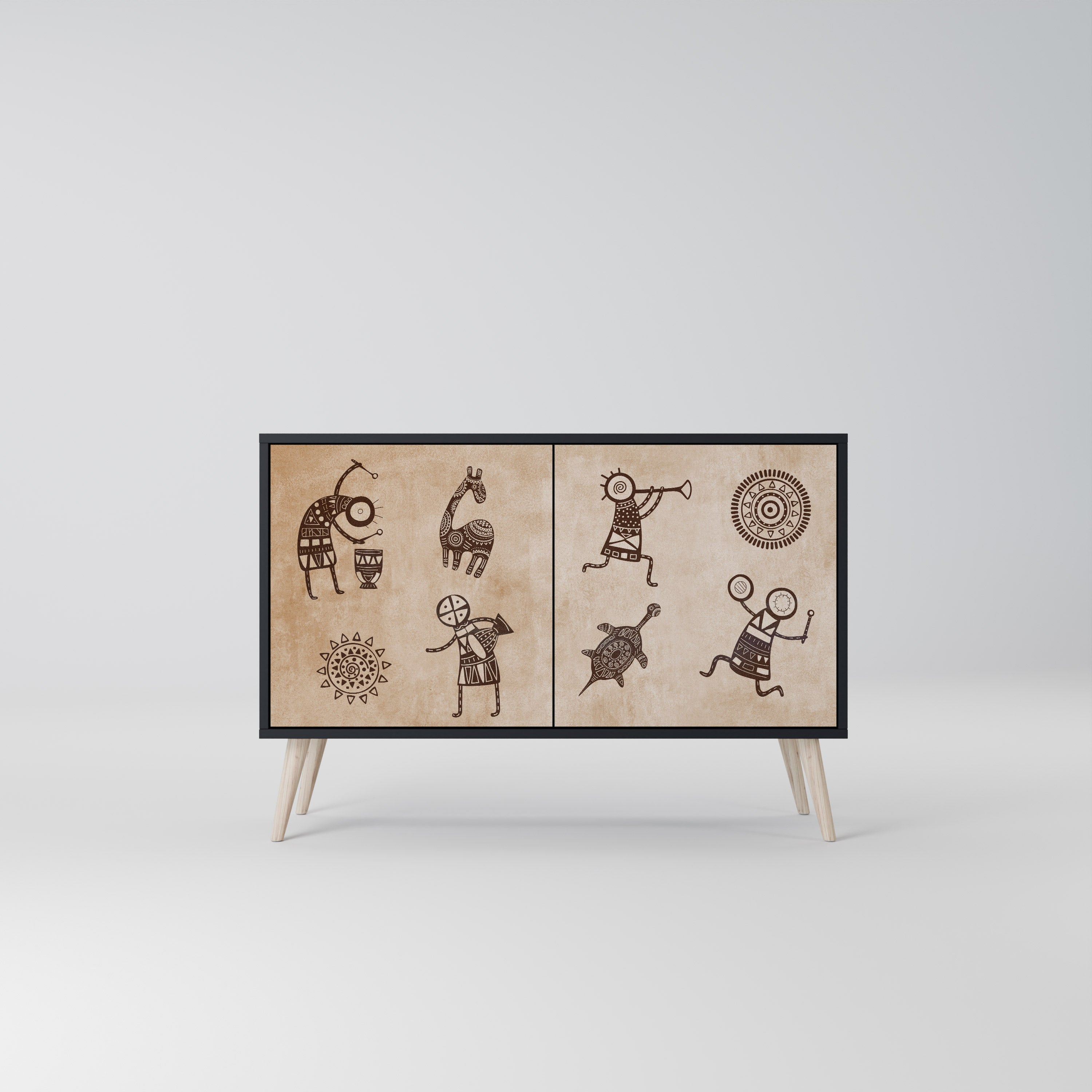 AFRICAN STYLE 2-Door Sideboard in Black Finish