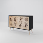 AFRICAN STYLE Sideboard mit 2 Türen in Schwarz