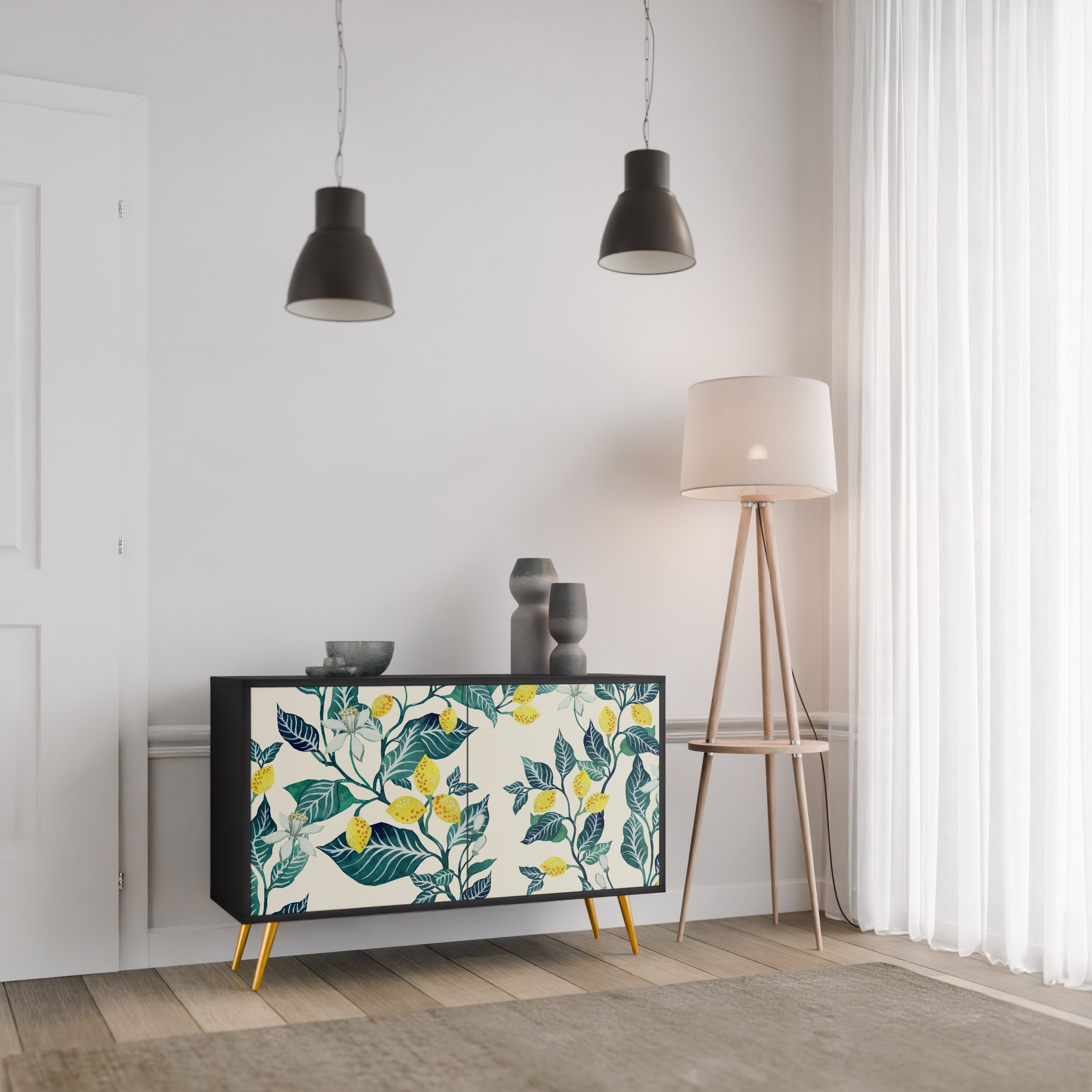 LEMON TREE Sideboard mit 2 Türen in Schwarz
