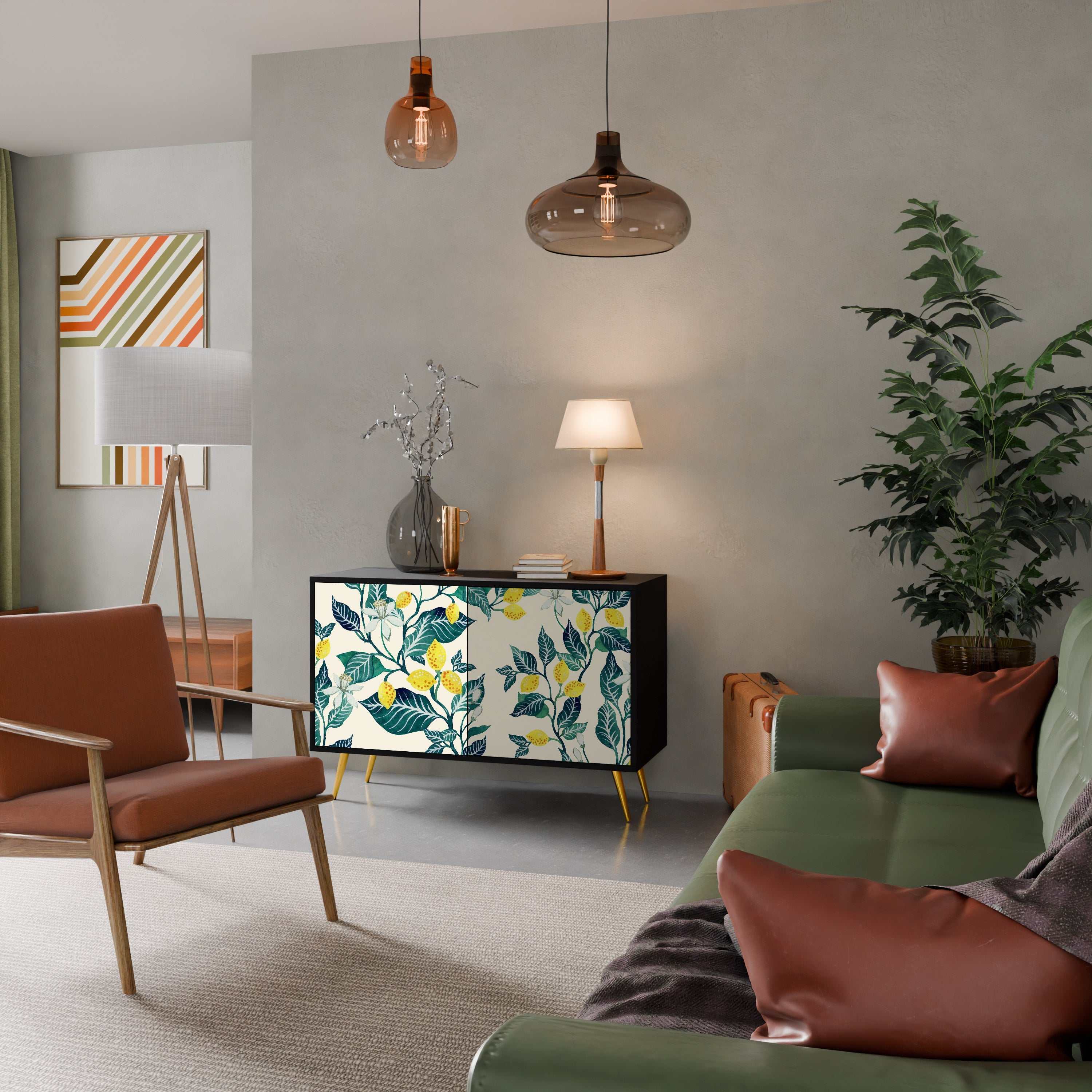 LEMON TREE Sideboard mit 2 Türen in Schwarz