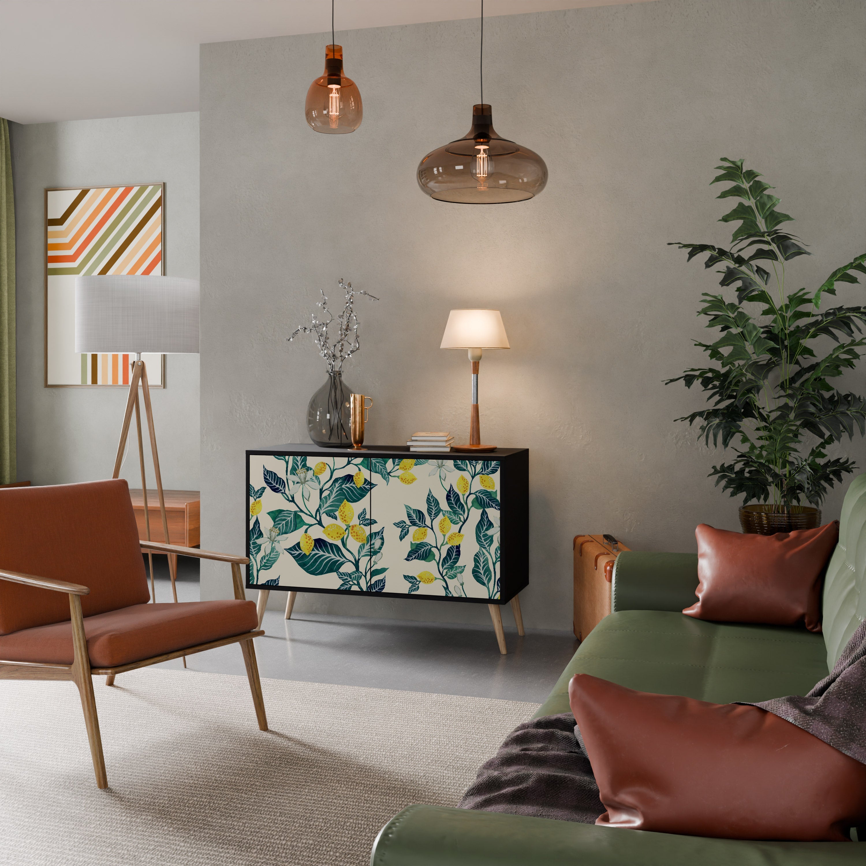 LEMON TREE Sideboard mit 2 Türen in Schwarz